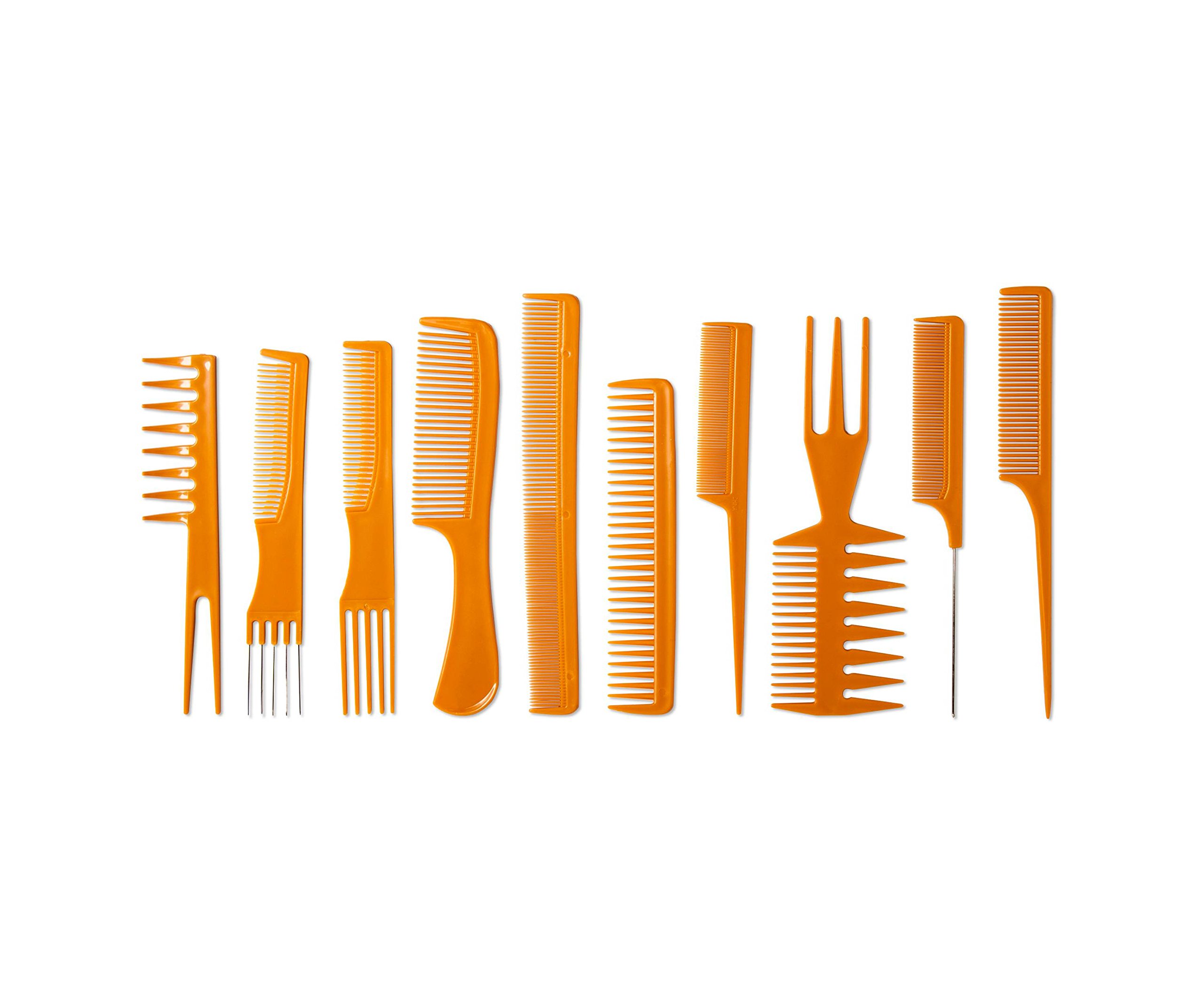 Donna Collection Smooth Finish Styling Combs Tan 10 Count