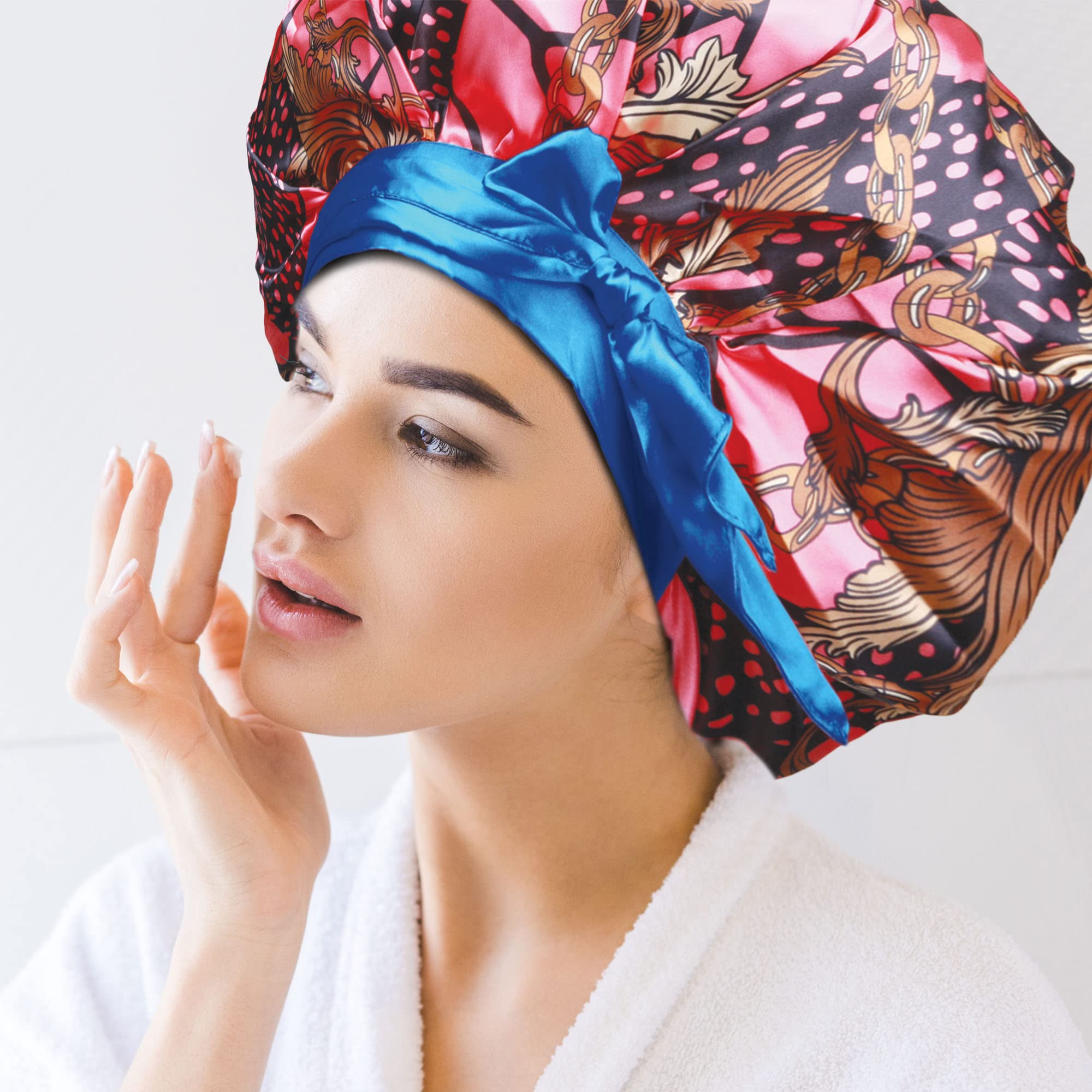 Donna Large Extra Large Adjustable Tie Satin Bonnet Sleep Cap 1pc Satin - Thumbnail 2