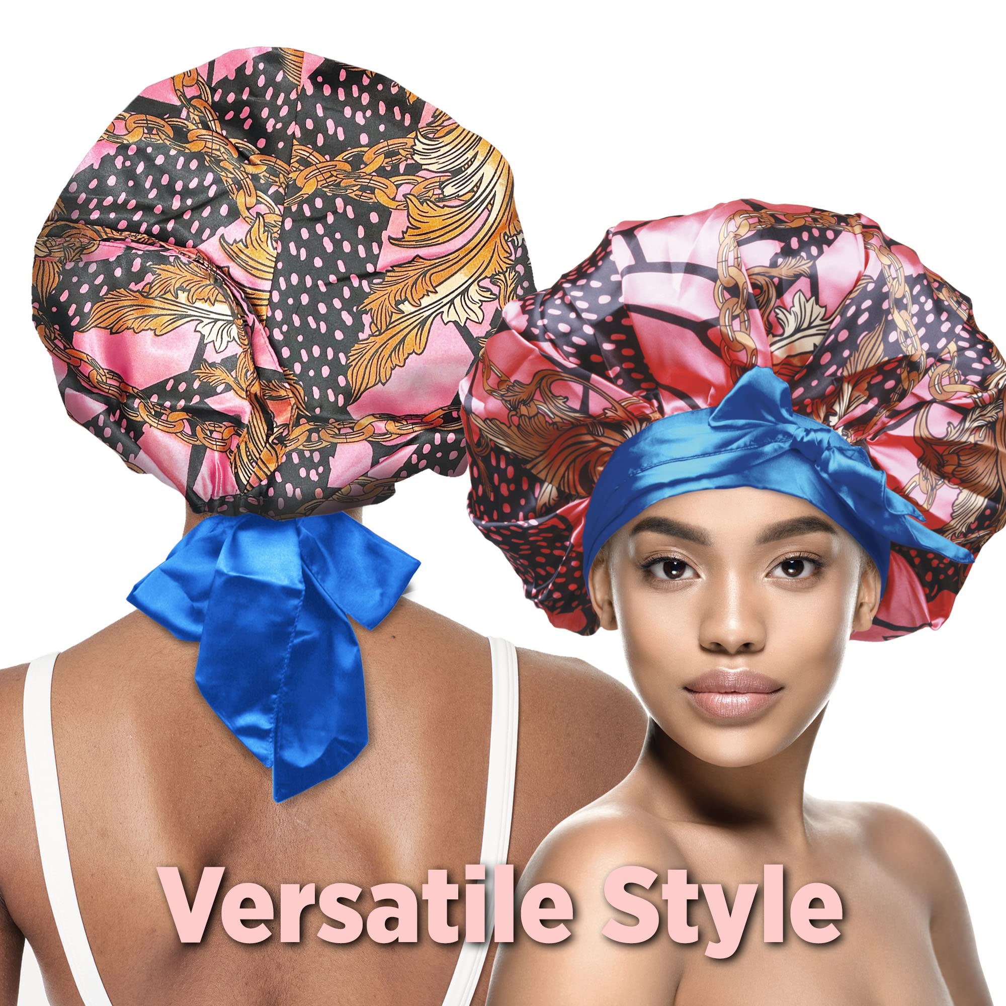 Donna Large Extra Large Adjustable Tie Satin Bonnet Sleep Cap 1pc Satin - Thumbnail 3