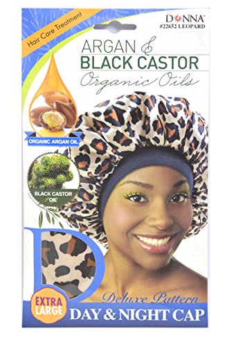 Donna Deluxe Pattern Day and Night Cap Argan Black Castor Oil Hair Care - Thumbnail 2