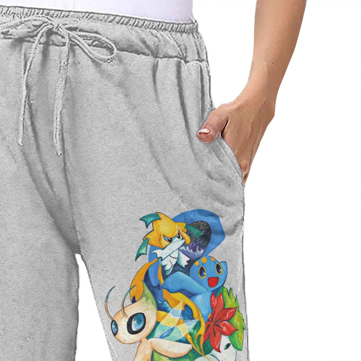 Not Jirachi Manaphy Celebi Shaymin Comfort Soft Sweatpants Gray For Women - Thumbnail 2