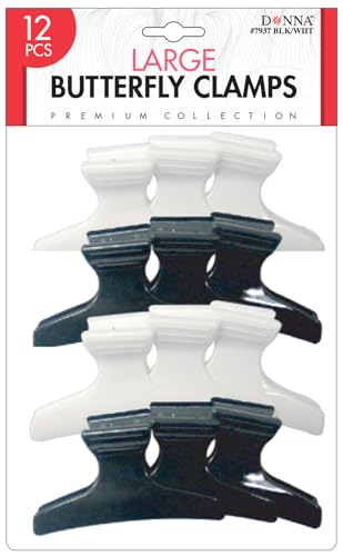 Donna Collection Butterfly Clamps Large Black White 12 Count - Thumbnail 2