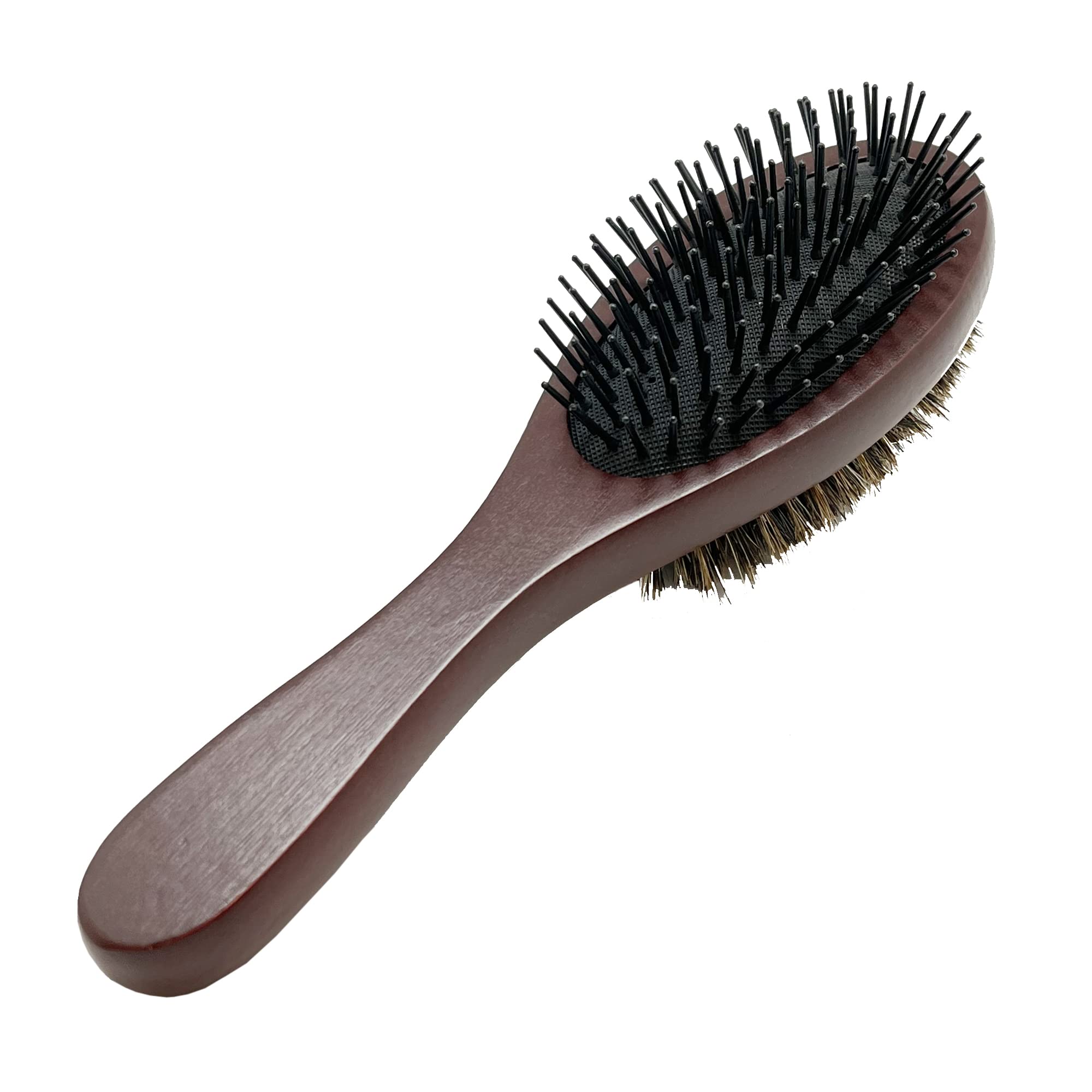 Donna Double Sided Styling Brush 100% Boar Bristles Cushioned Wooden Detangling - Thumbnail 2