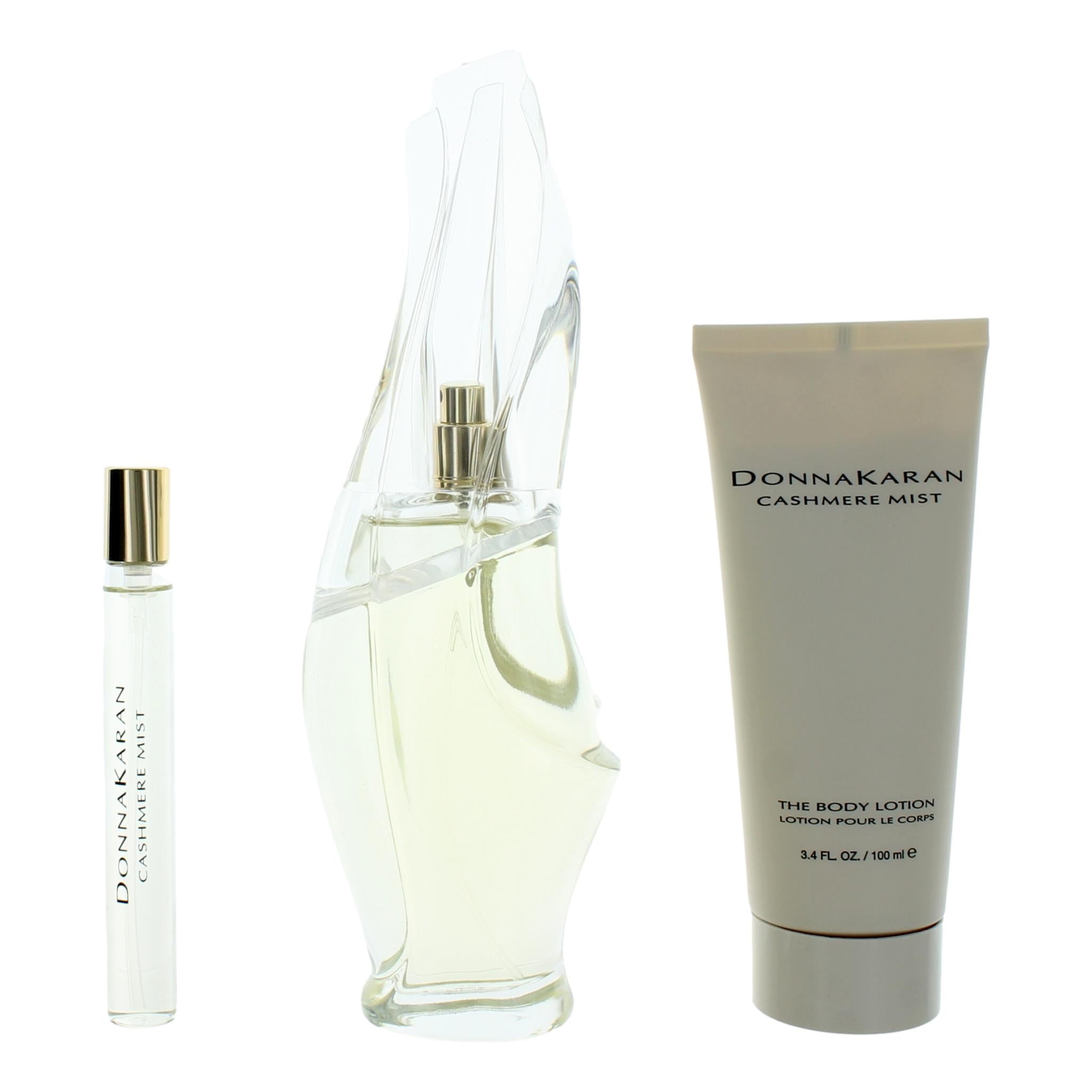 DONNA KARAN CASHMERE MIST(W)(H/B)(LI FREE)3PC SET(3.4oz edp sp,3.4oz Body Lotion,10ml edp sp)