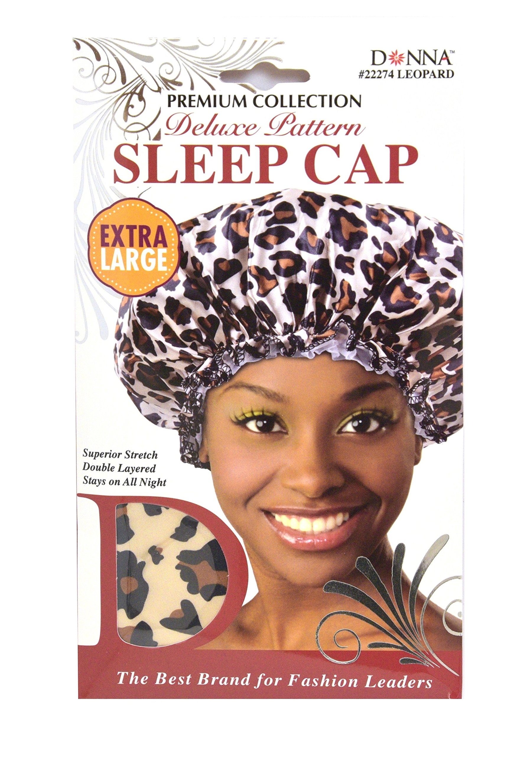 Donna Collection Deluxe Pattern Extra Large Sleep Cap Leopard Pattern