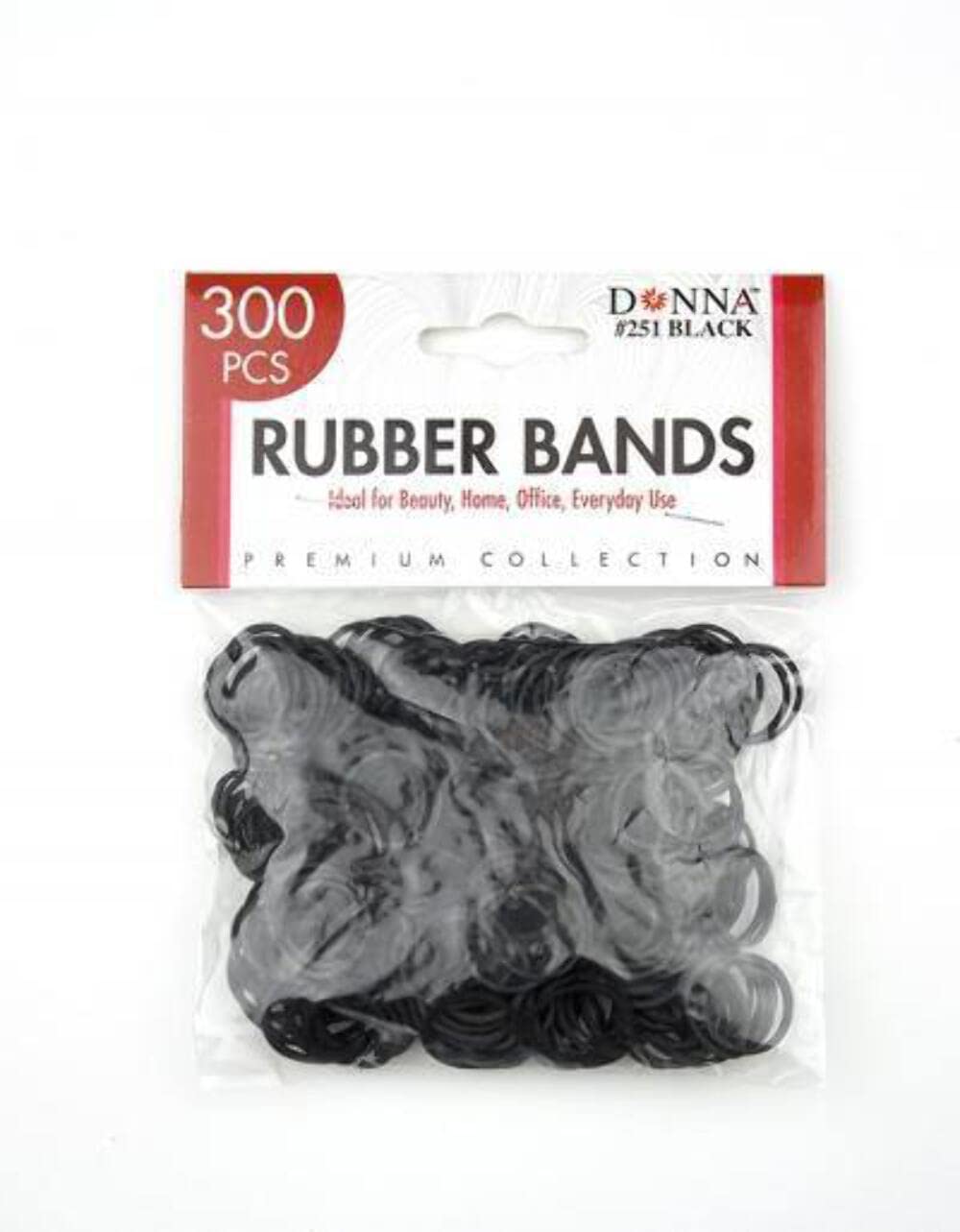 Donna Hair Rubber Bands 250 Ct Black