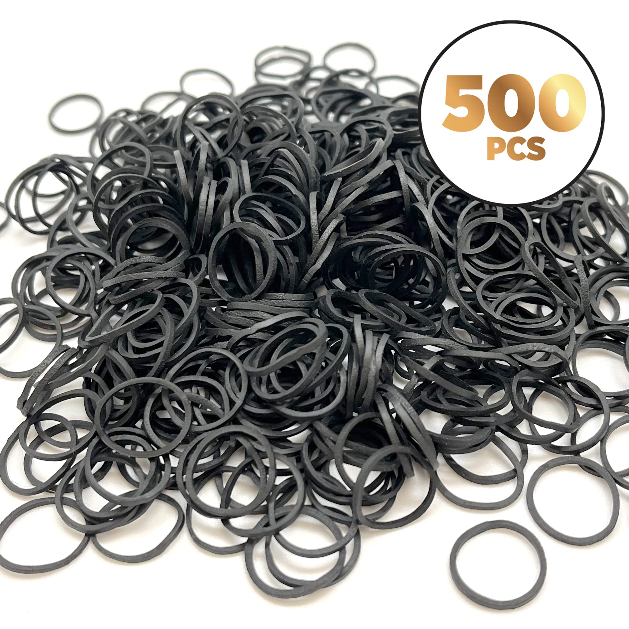 Donna 500pcs Elastic Bands Rubber Bands Hair Bands for Kid Hair Hair Ties Black - Thumbnail 2