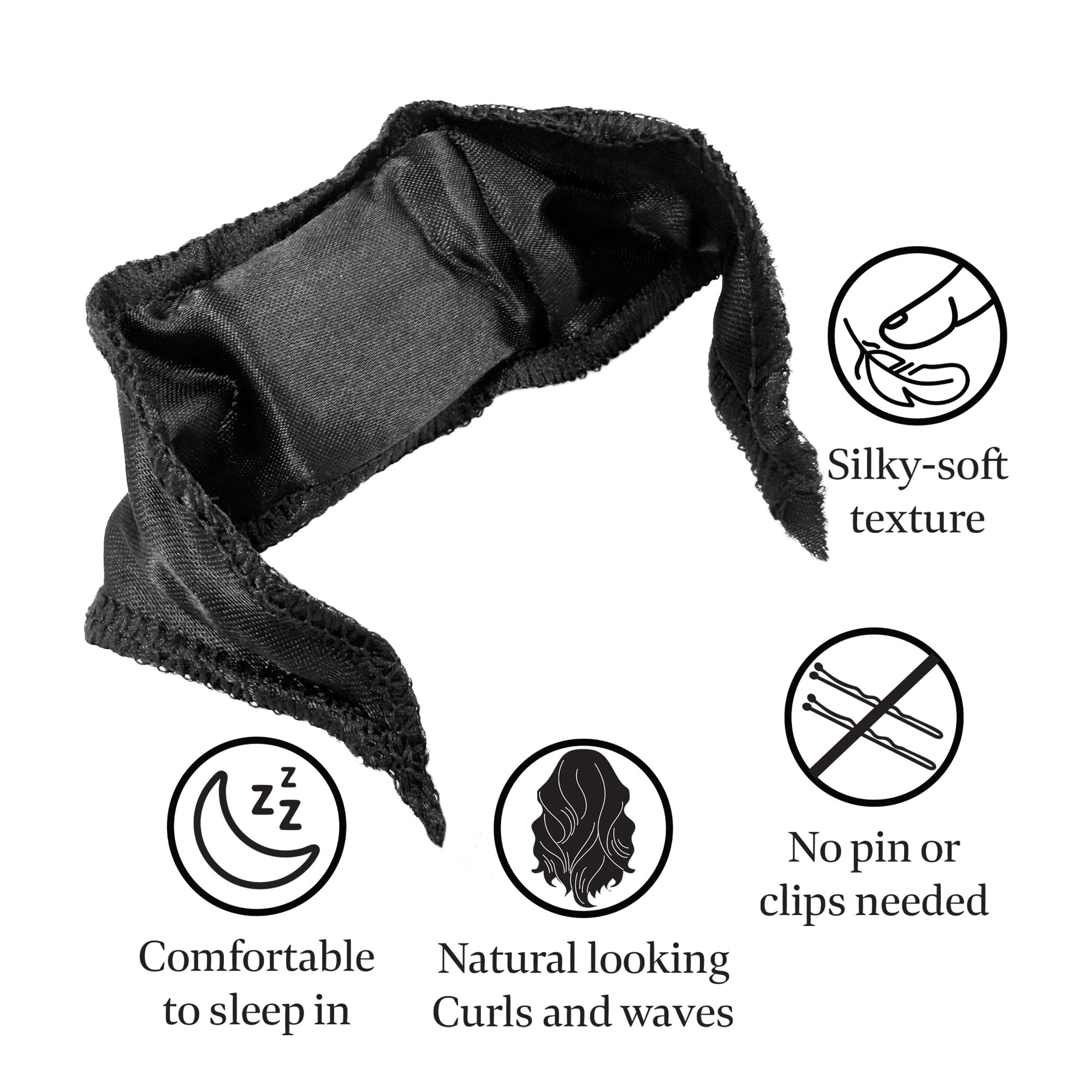 Donna Collection Pillow Satin Rollers Black - Thumbnail 3