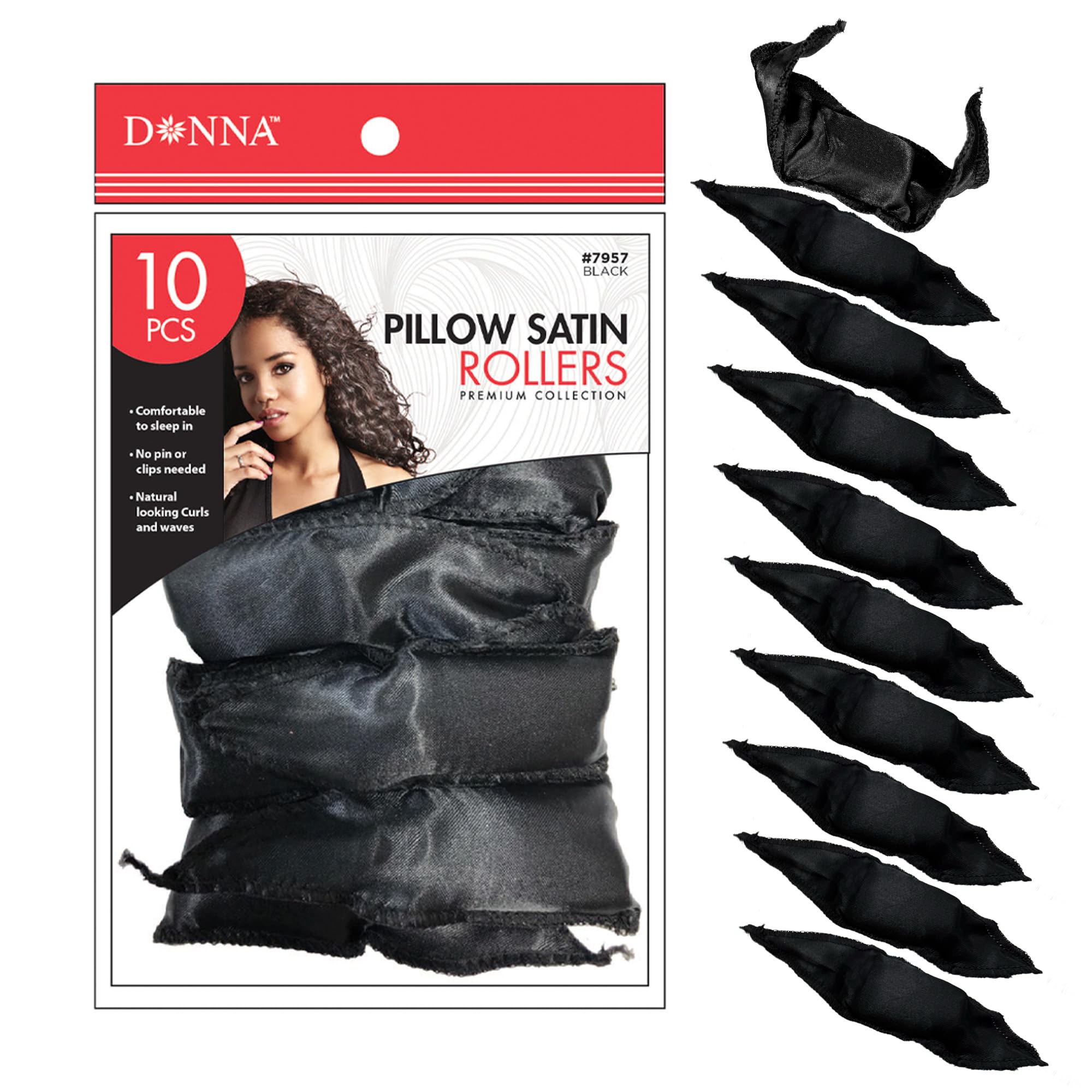 Donna Collection Pillow Satin Rollers Black