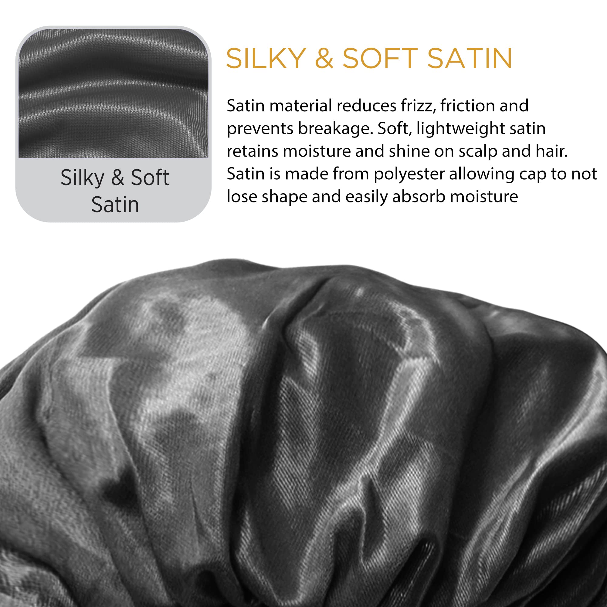 Donna Collection Olive Oil Vitamin E Treated Sleep Cap Bonnet - Thumbnail 2