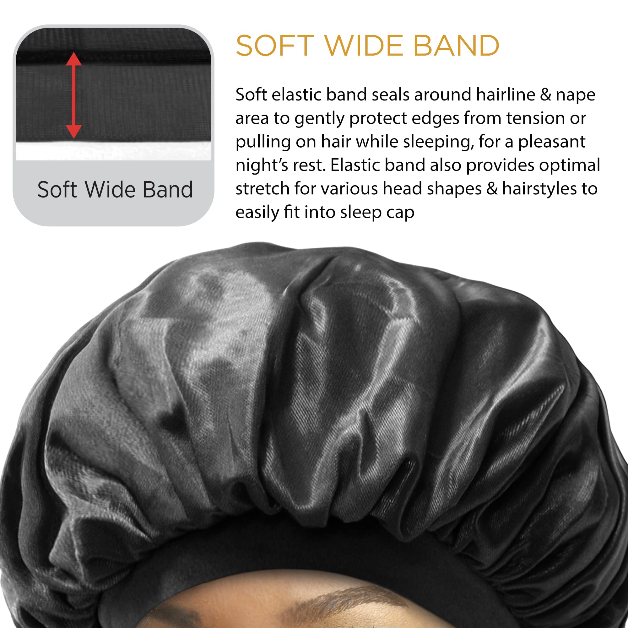 Donna Collection Olive Oil Vitamin E Treated Sleep Cap Bonnet - Thumbnail 3