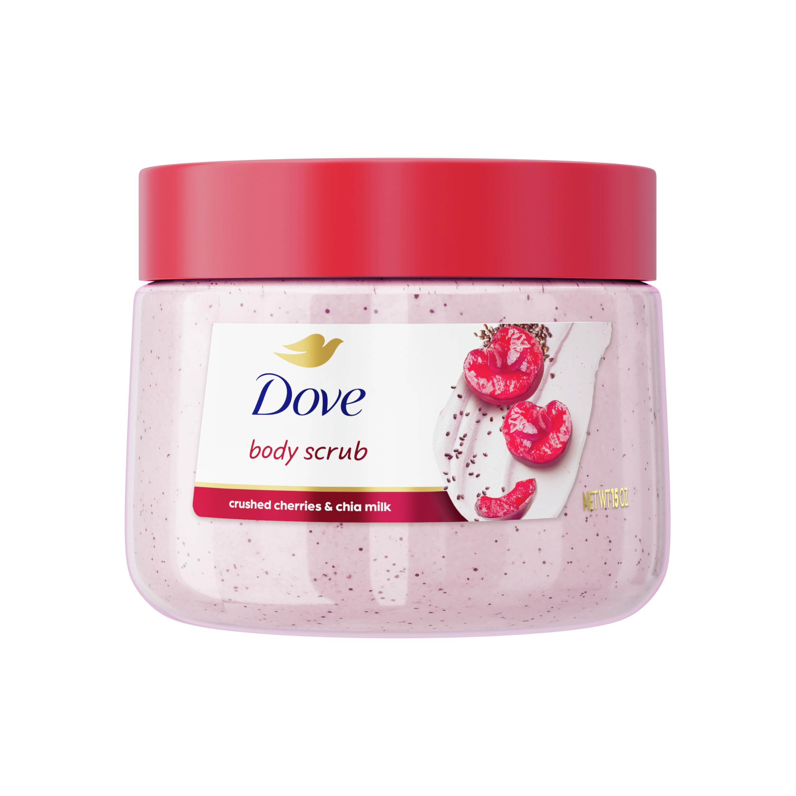 Dove Cherry Chia Milk Body Scrub Exfoliates and Deeply Nourishes for Smooth