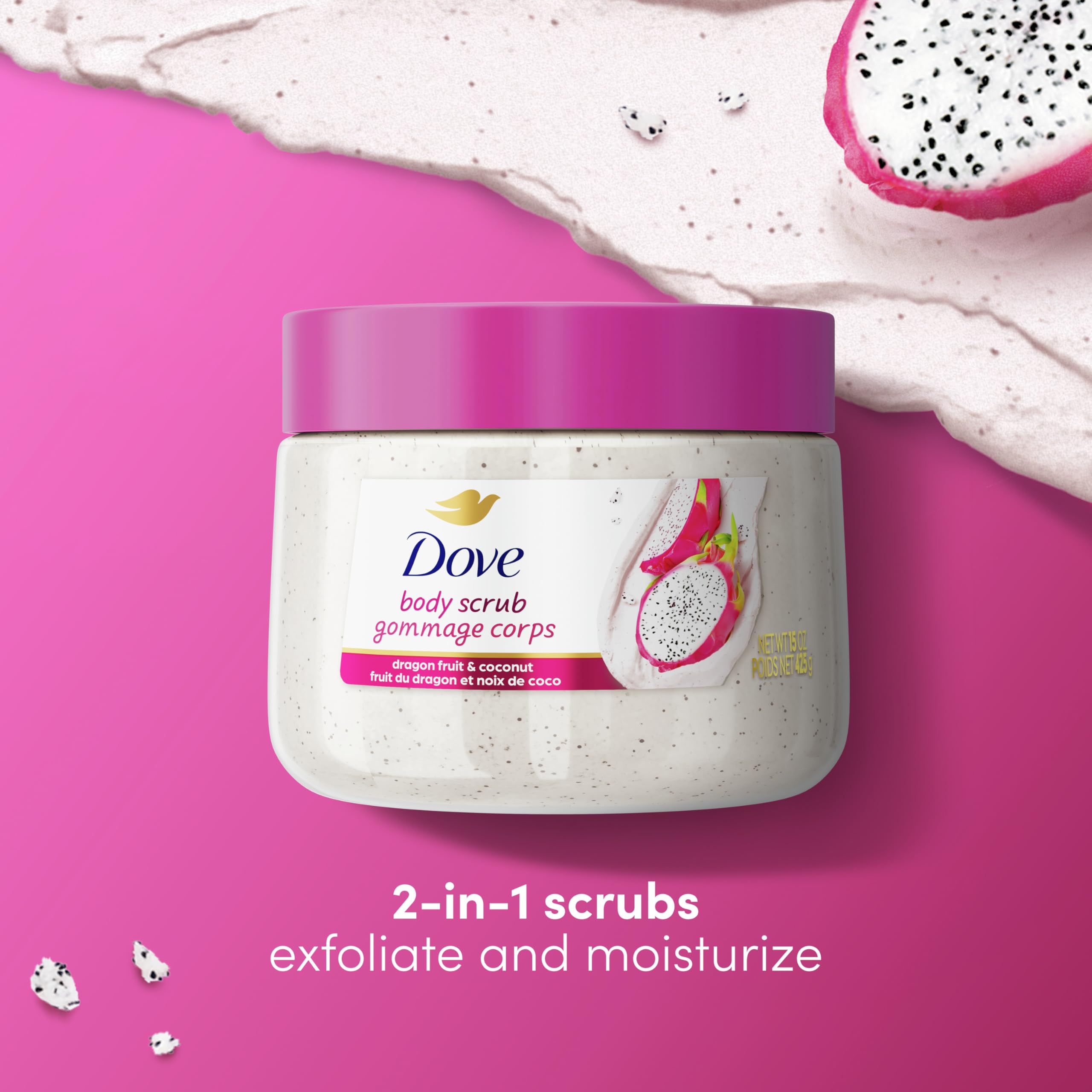 Dove Body Scrub Dragon Fruit Coconut Cream Body Scrub Exfoliates and Deeply - Thumbnail 2