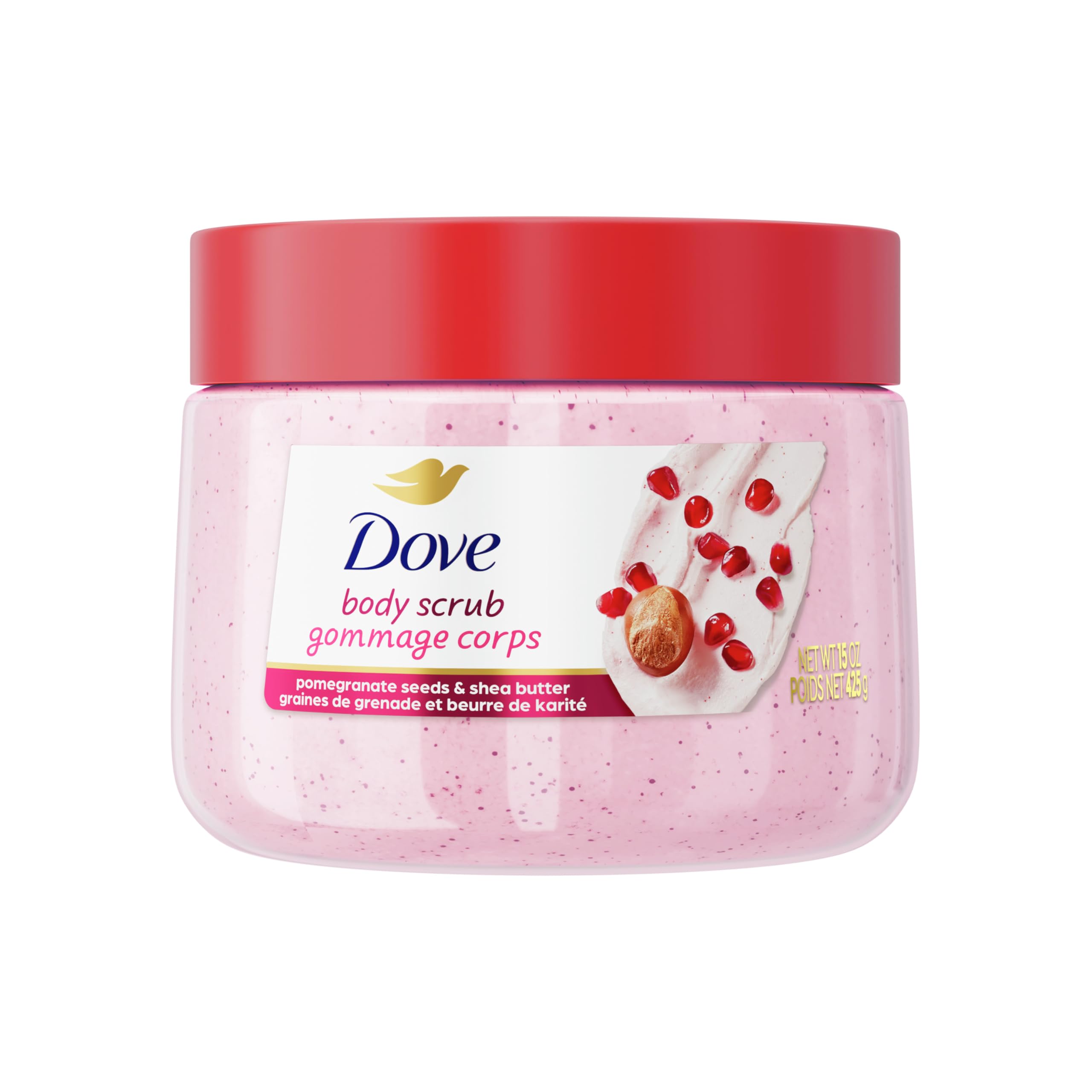 Dove Pomegranate Shea Butter Body Scrub Exfoliates and Deeply Nourishes for