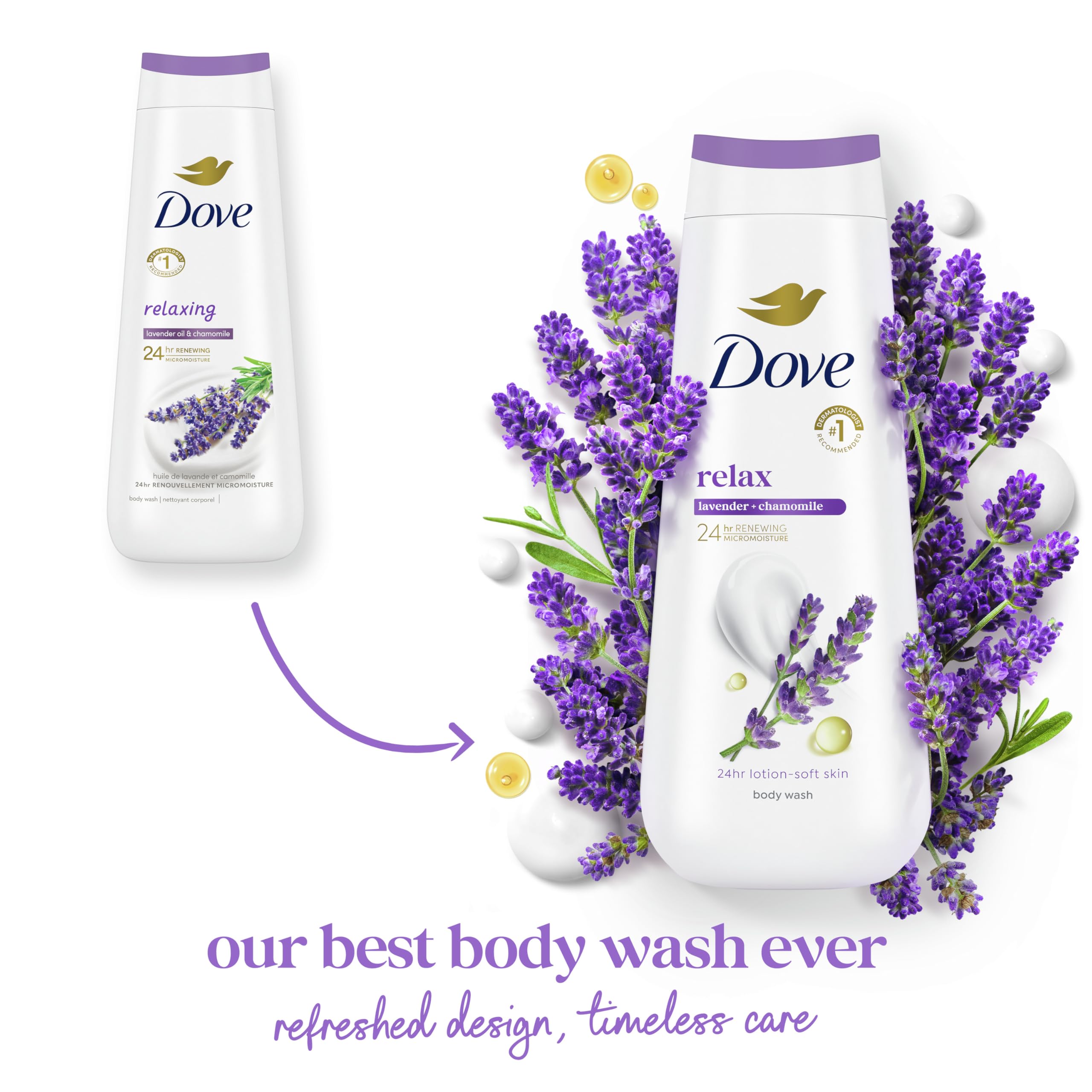 Dove Body Wash Relax Lavender Oil Chamomile for 24hr Lotion Soft Skin - Thumbnail 3