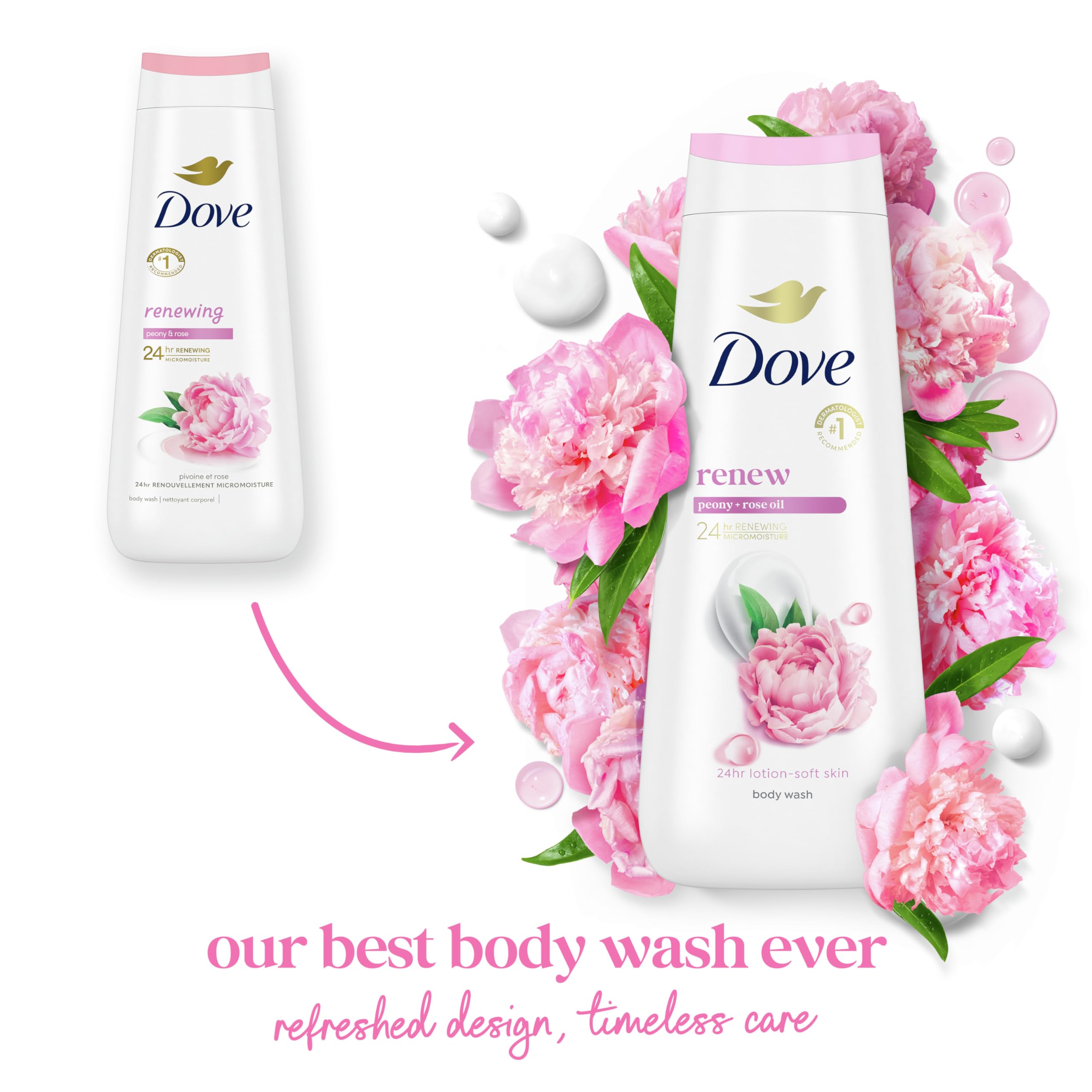 Dove Body Wash Renew Peony Rose Oil for 24hr Lotion Soft Skin Moisturizing Skin - Thumbnail 3