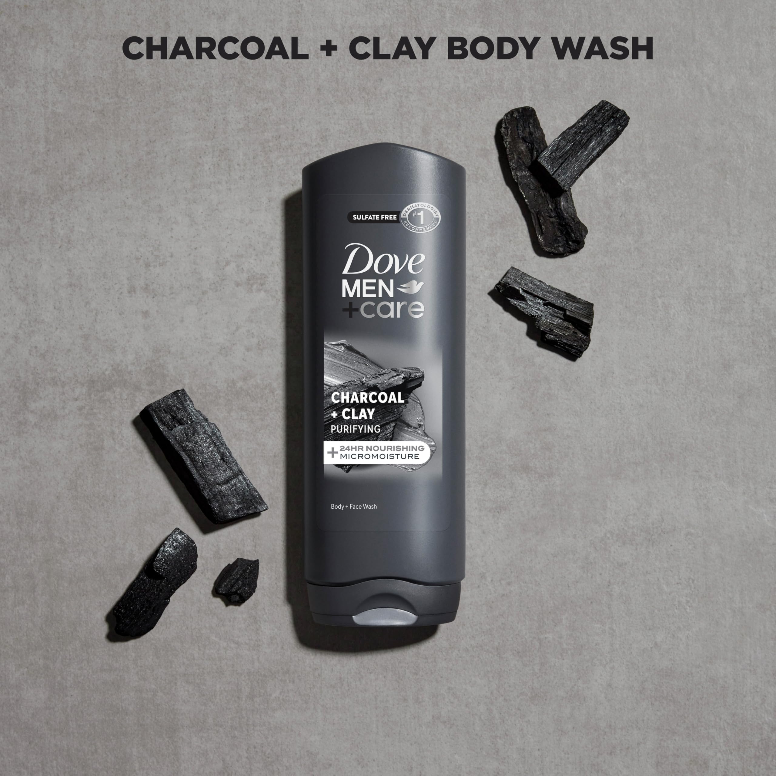 Dove Men + Care Body and Face Wash Purifying Charcoal + Clay Body Wash With 24 - Thumbnail 3
