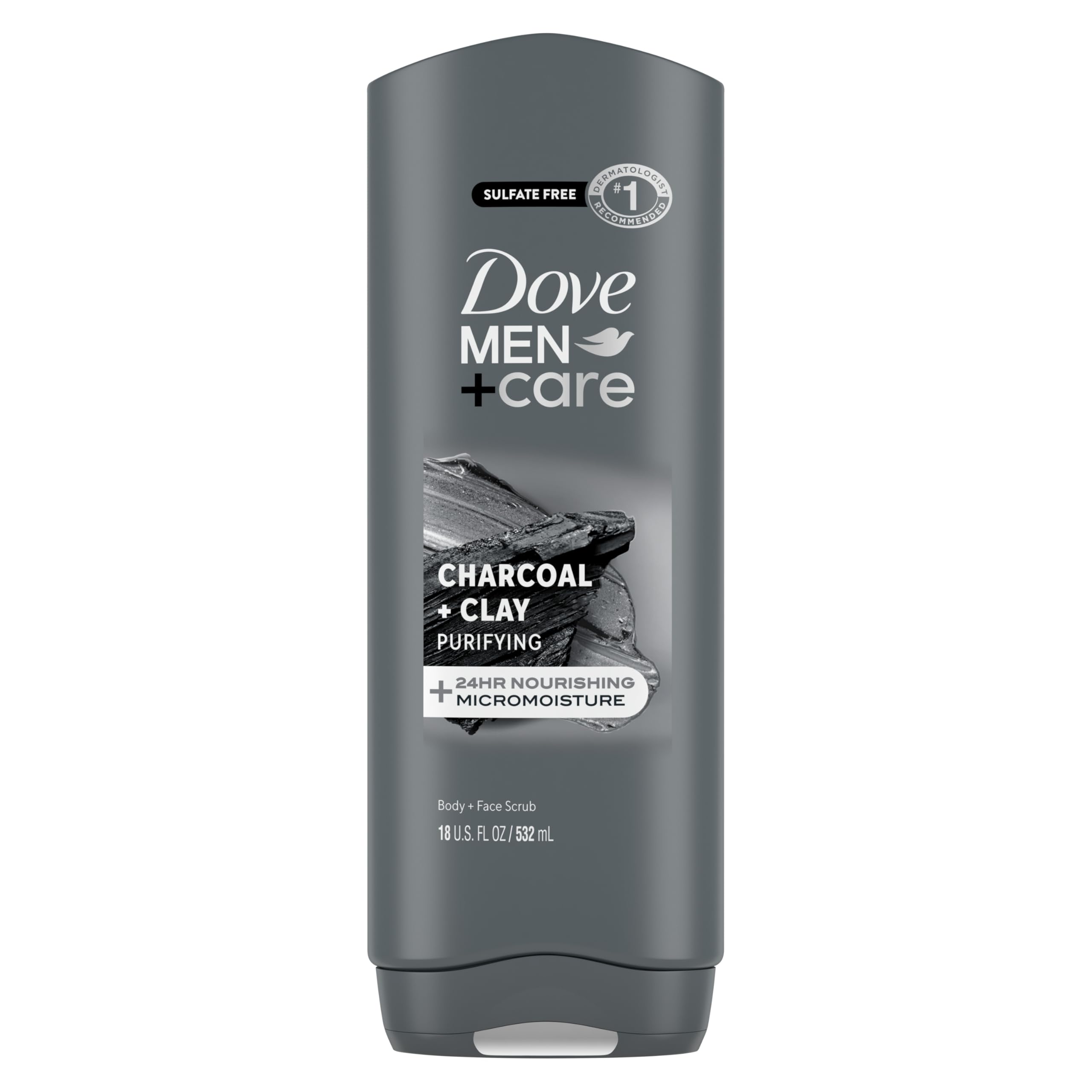 Dove Men + Care Body and Face Wash Purifying Charcoal + Clay Body Wash With 24