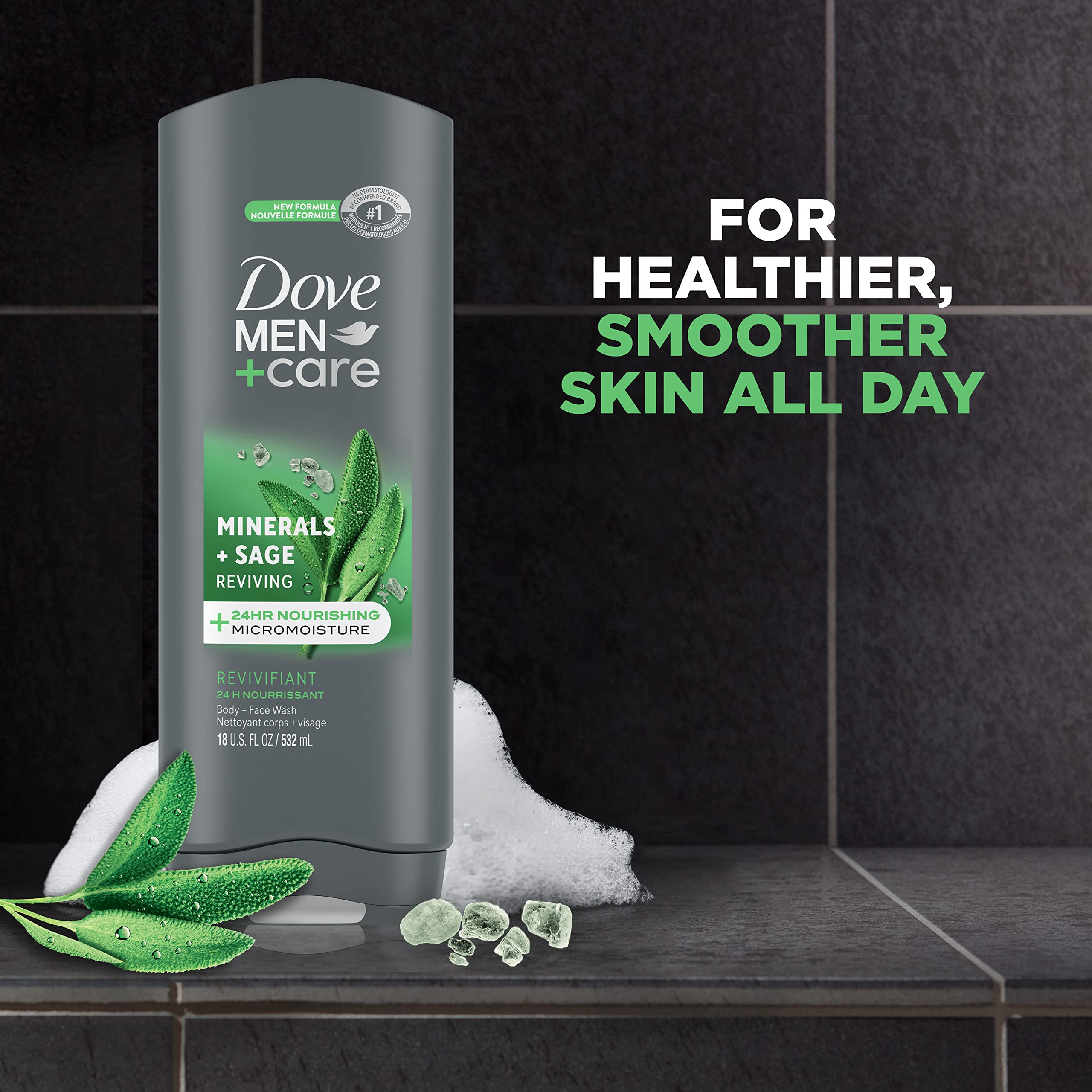 Dove Body and Face Wash Reviving Minerals + Sage Body Wash With 24 Hour - Thumbnail 3