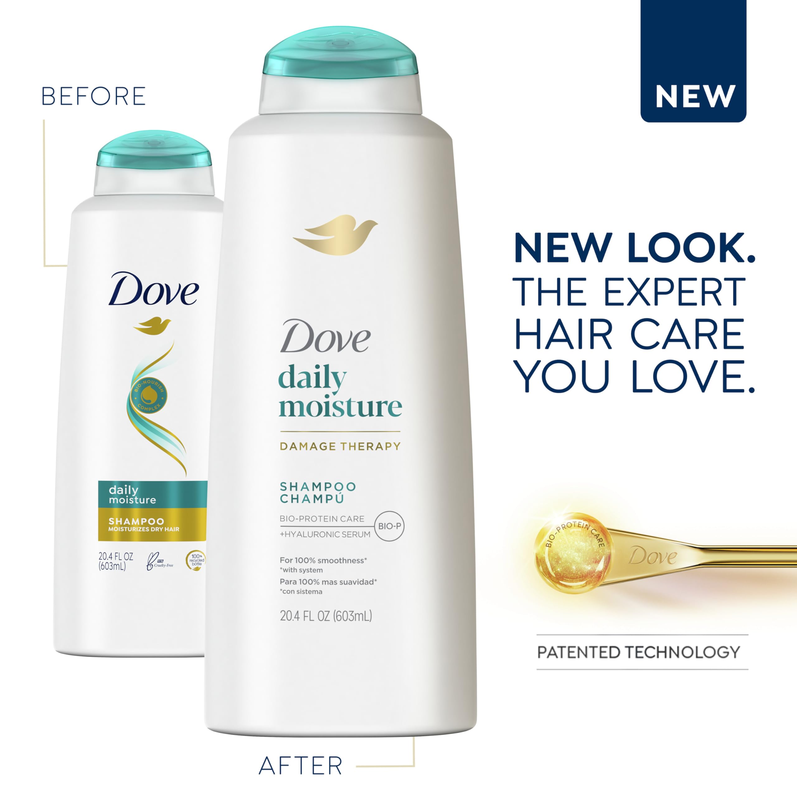 Dove Damage Therapy Shampoo Daily Moisture for Dry Hair Shampoo With Bio - Thumbnail 2