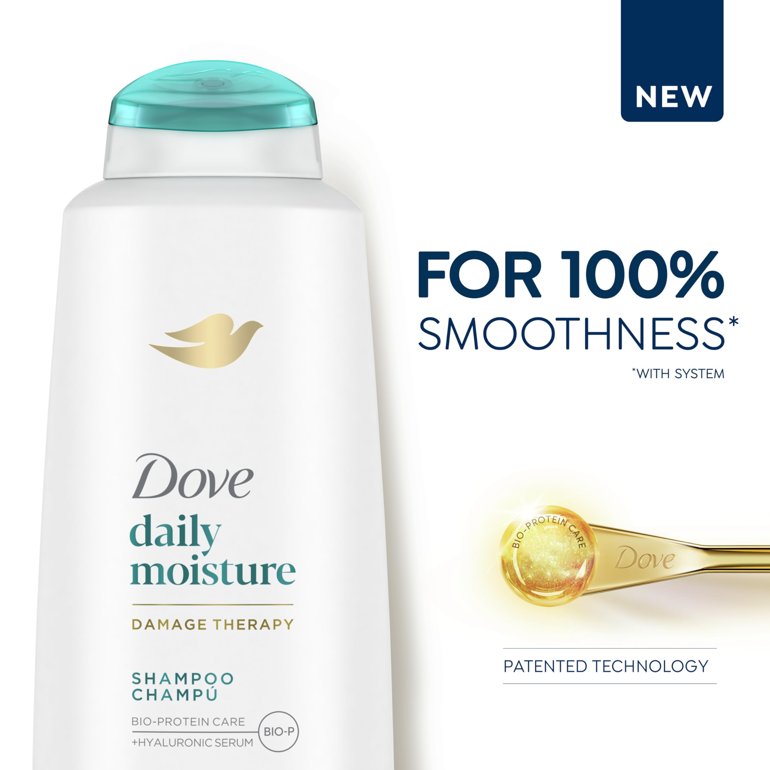 Dove Damage Therapy Shampoo Daily Moisture for Dry Hair Shampoo With Bio - Thumbnail 3