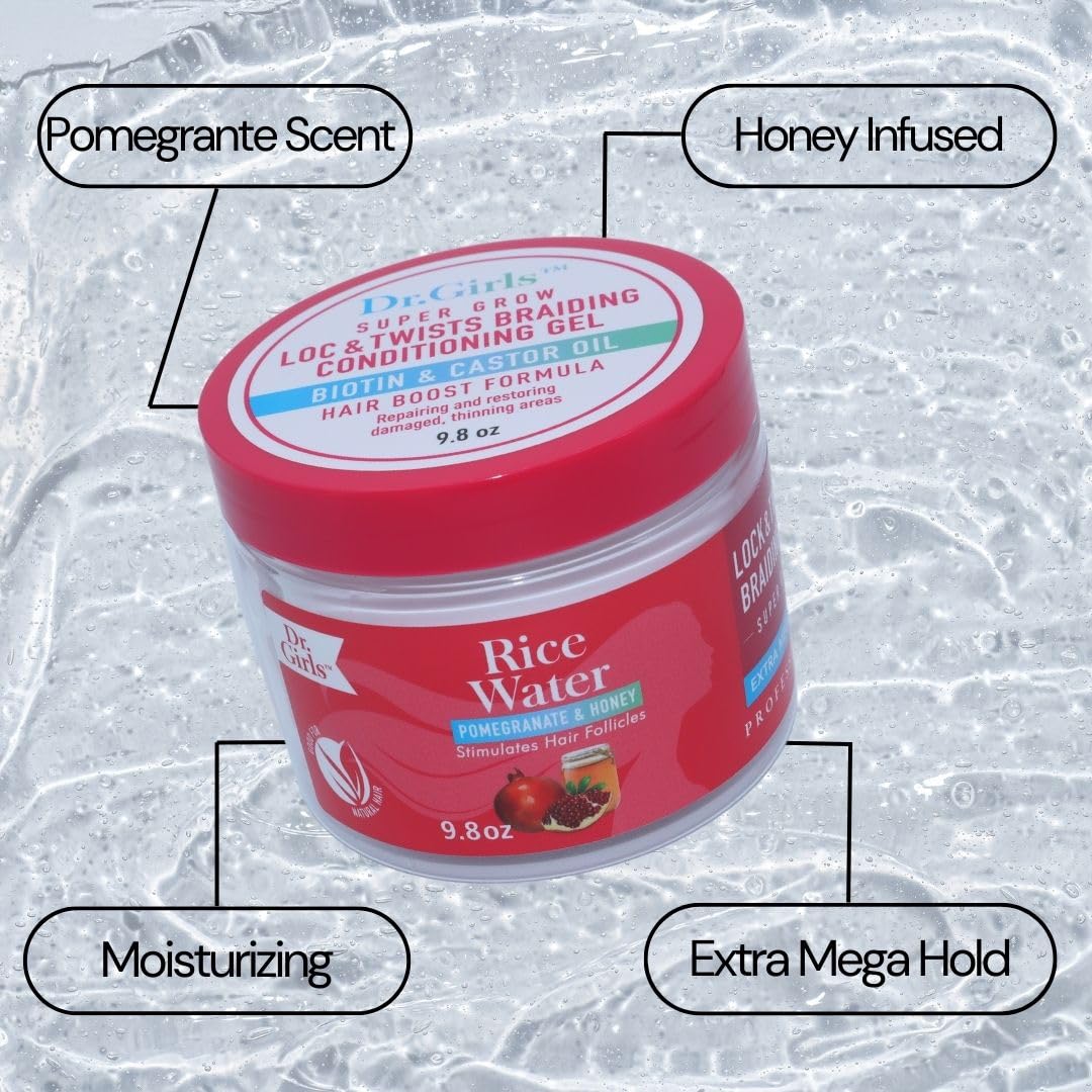 Dr Girls Super Grow Loc Twists Braiding Conditioning Gel/ / Extra Mega Hold 9.8 - Thumbnail 3