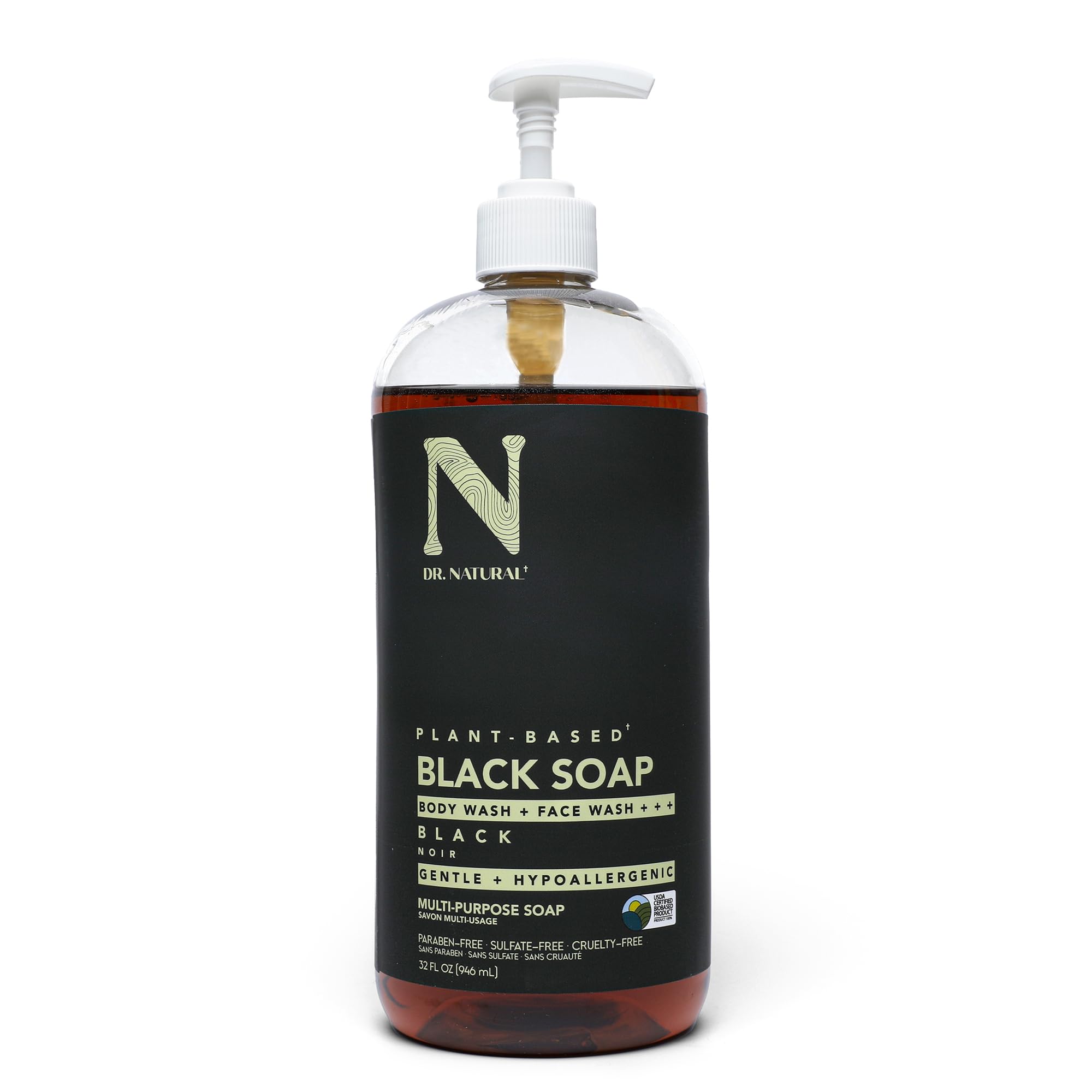 Dr. Natural Multi Purpose Black Liquid Soap Natural West African Body Wash