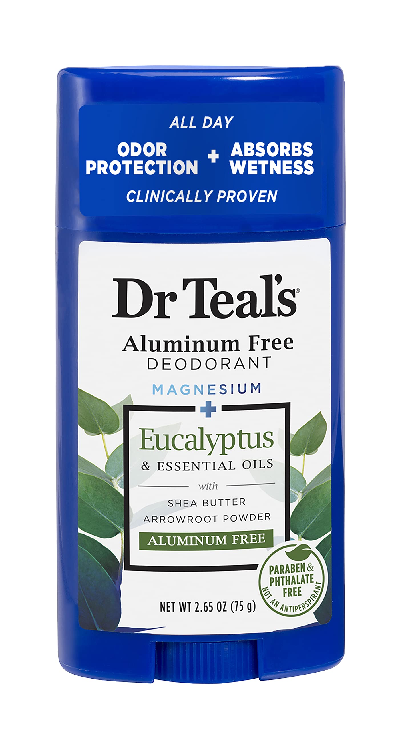 Dr Teal's Aluminum Free Deodorant Eucalyptus Paraben Phthalate Free 2.65 oz