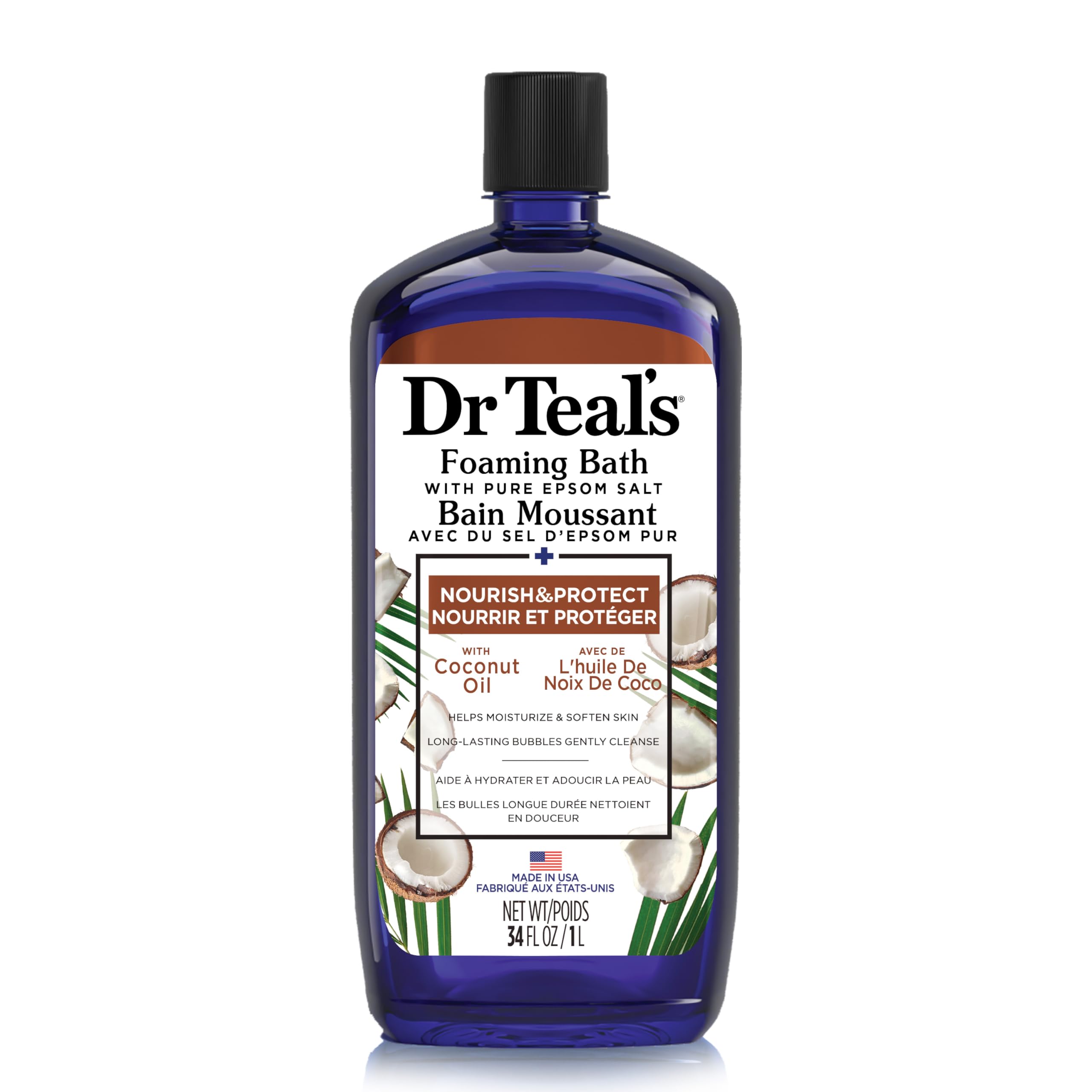 Dr. Teal's Coconut Oil Foaming Bath With Pure Epsom Salt Essential Oils Nourish