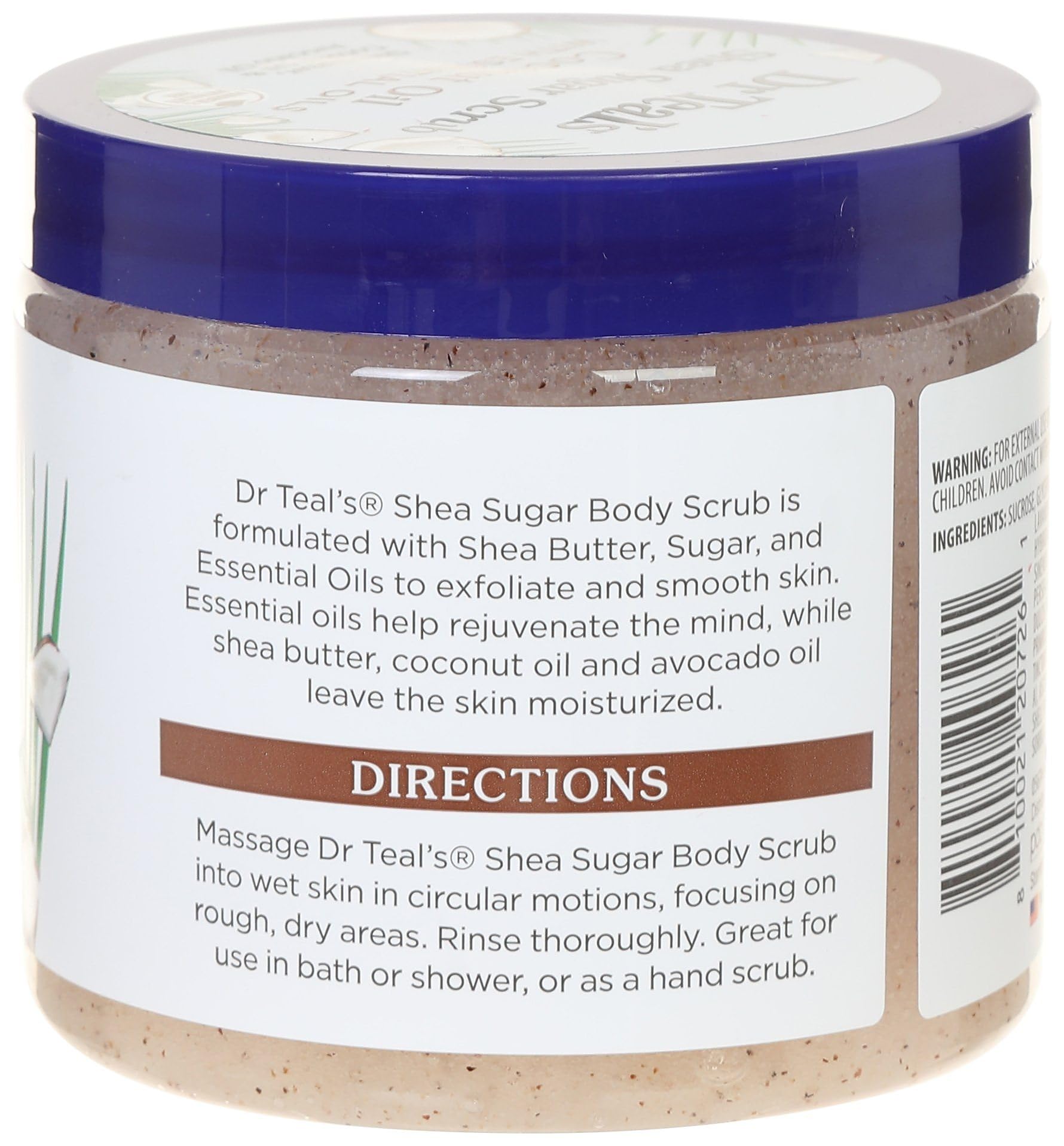 Dr. Teal's Shea Sugar Scrub Coconut Oil Jar 19 oz - Thumbnail 2