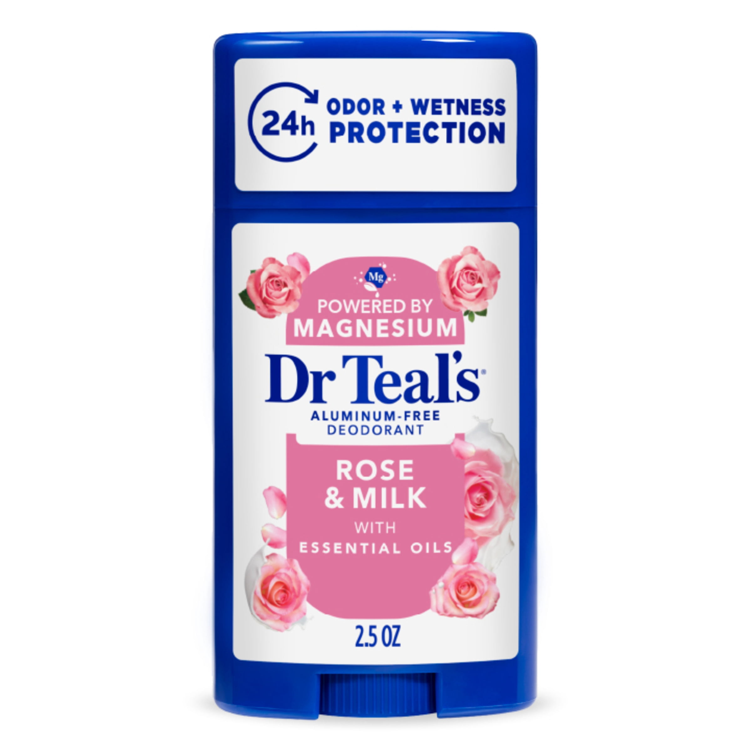 Dr Teal's Aluminum Free Deodorant Rose Milk With Essential Oils 2.5 oz