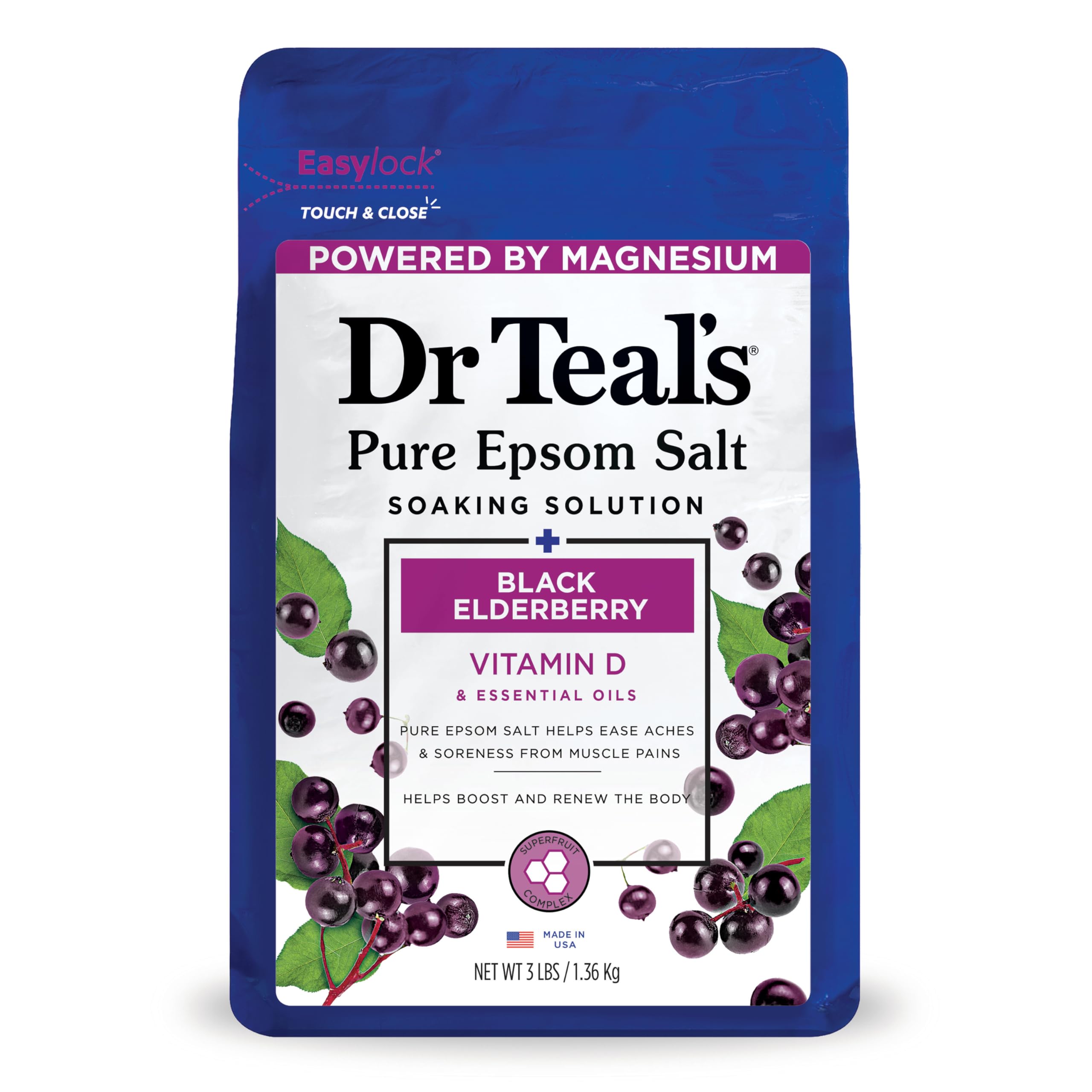 Dr Teal's Salt Soak With Pure Epsom Salt Elderberry 3 Lbs