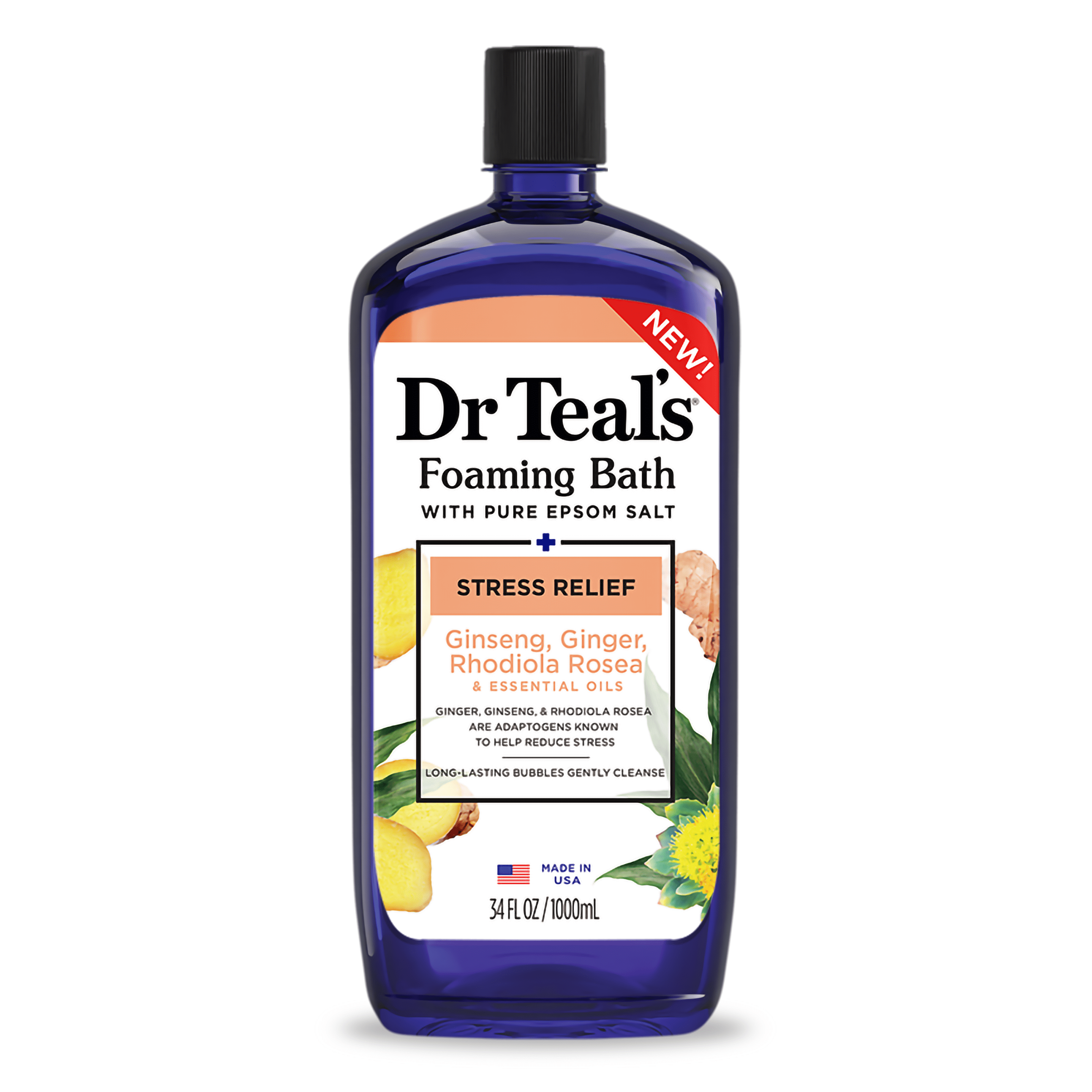 Dr Teal's Stress Relief Foaming Bath With Ginseng Ginger Essential Oils 34 Fl Oz