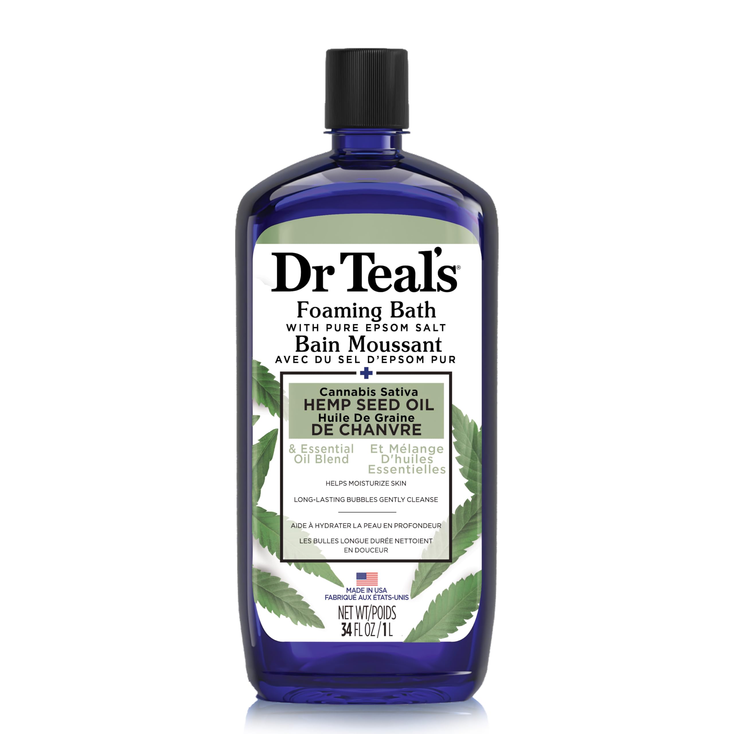 Dr Teal's Cannabis Sativa Hemp Seed Oil Foaming Bath With Pure Epsom Salt .