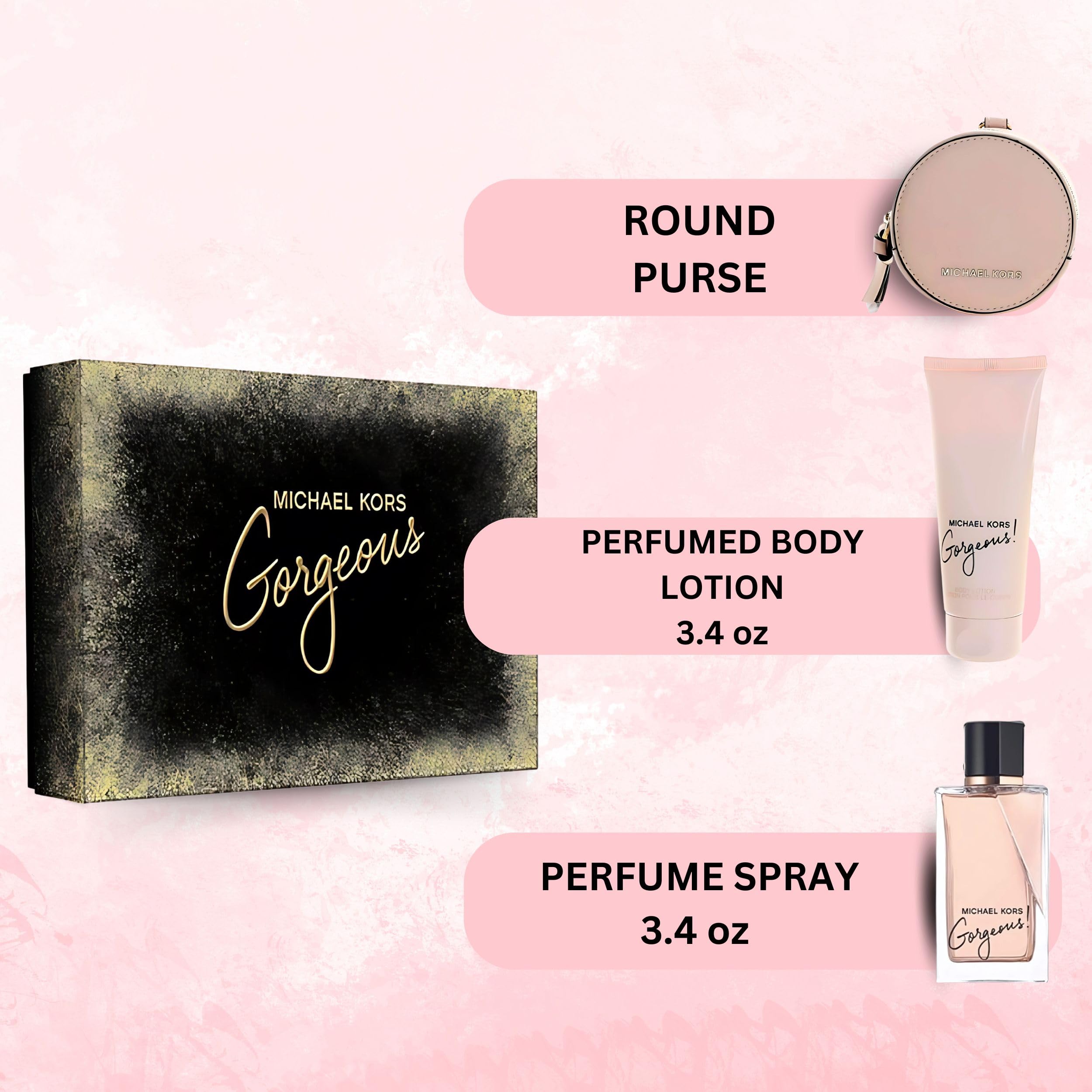 [Set] Michael Kors Gorgeous 3 Pc Body Lotion Round Purse EDP 3.4 oz - Thumbnail 3