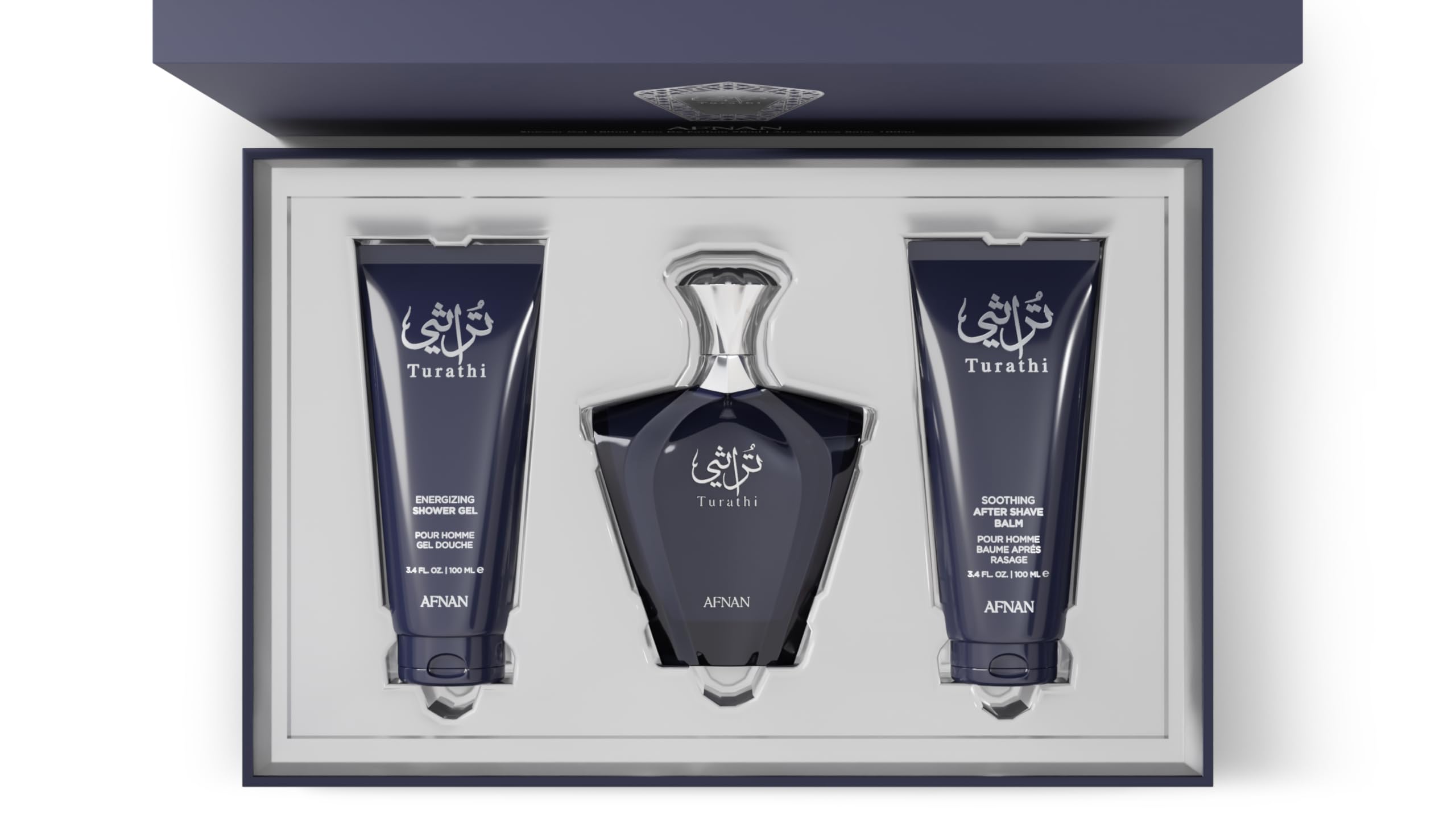 [Set] Afnan Turathi Homme Blue + Shower Gel + After Shave Luxurious For Men EDP