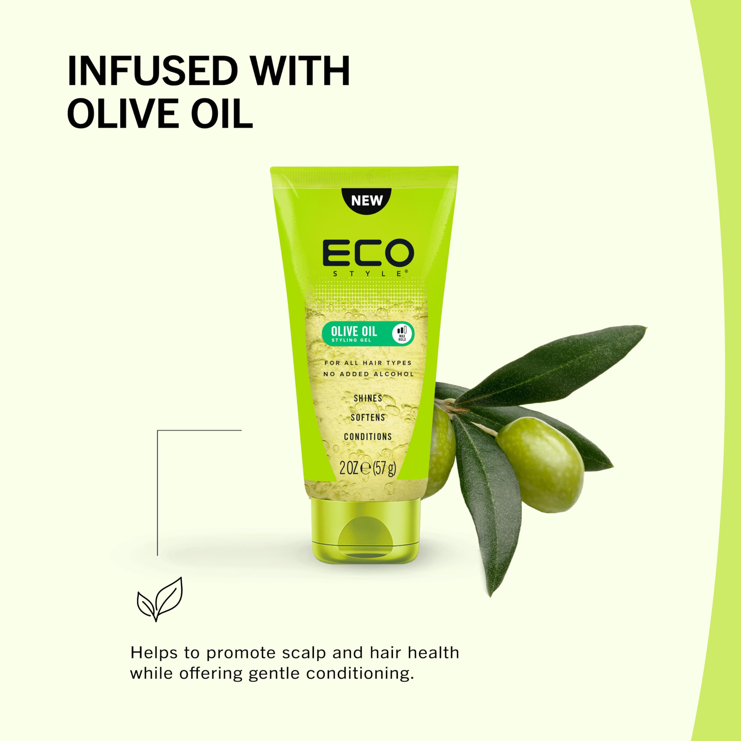 Eco Style Olive Oil Hair Gel Travel Size Maximum Hold Styling Gel for Smooth - Thumbnail 2