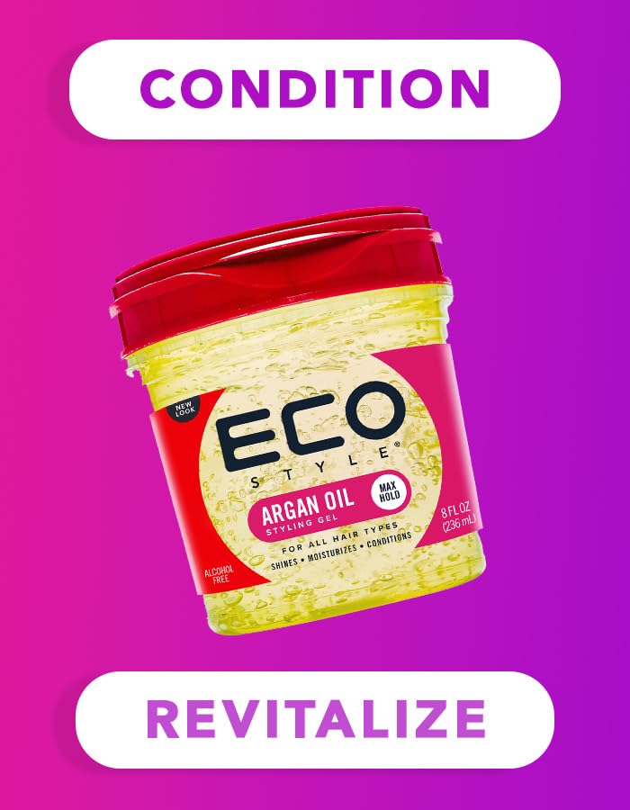 Eco Style Moroccan Argan Oil Styling Gel Promotes Healthy Hair Nourishes and - Thumbnail 3