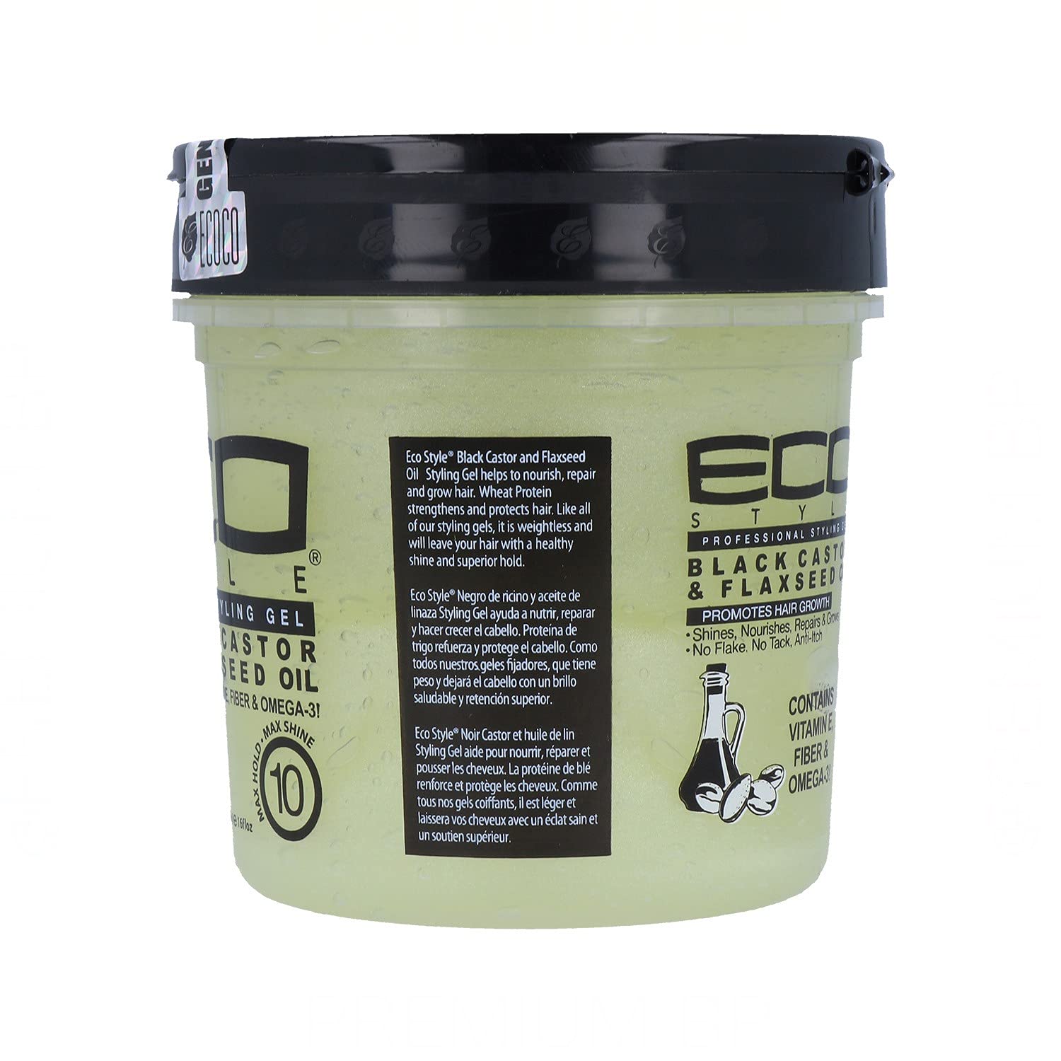Ecoco Eco Style Gel Black Castor Flaxseed Oil Shine Nourishes and Repairs - Thumbnail 2