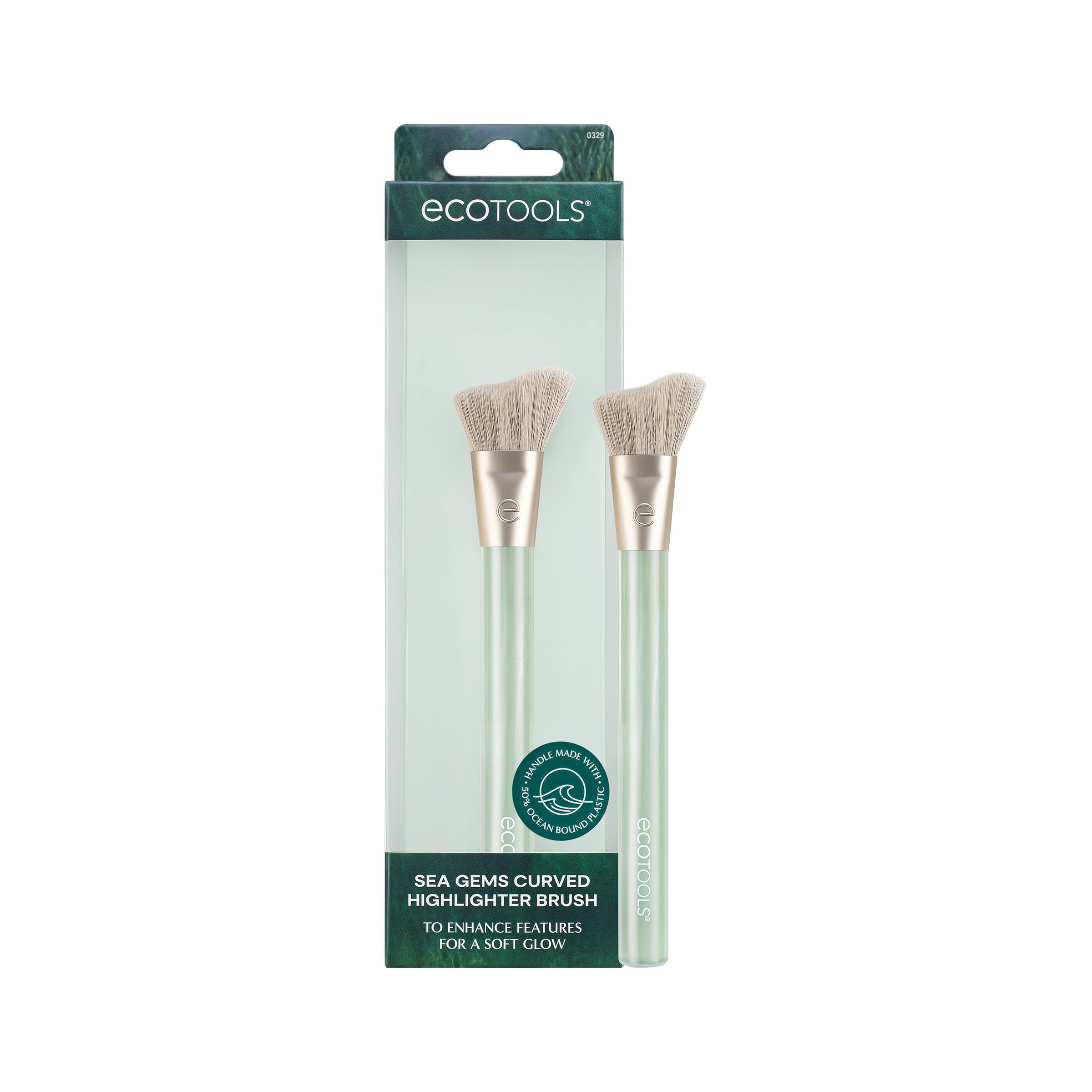 (12-pack) EcoTools Sea Gems Curved Highlighter Brush, Precision Makeup Brush - Image 1