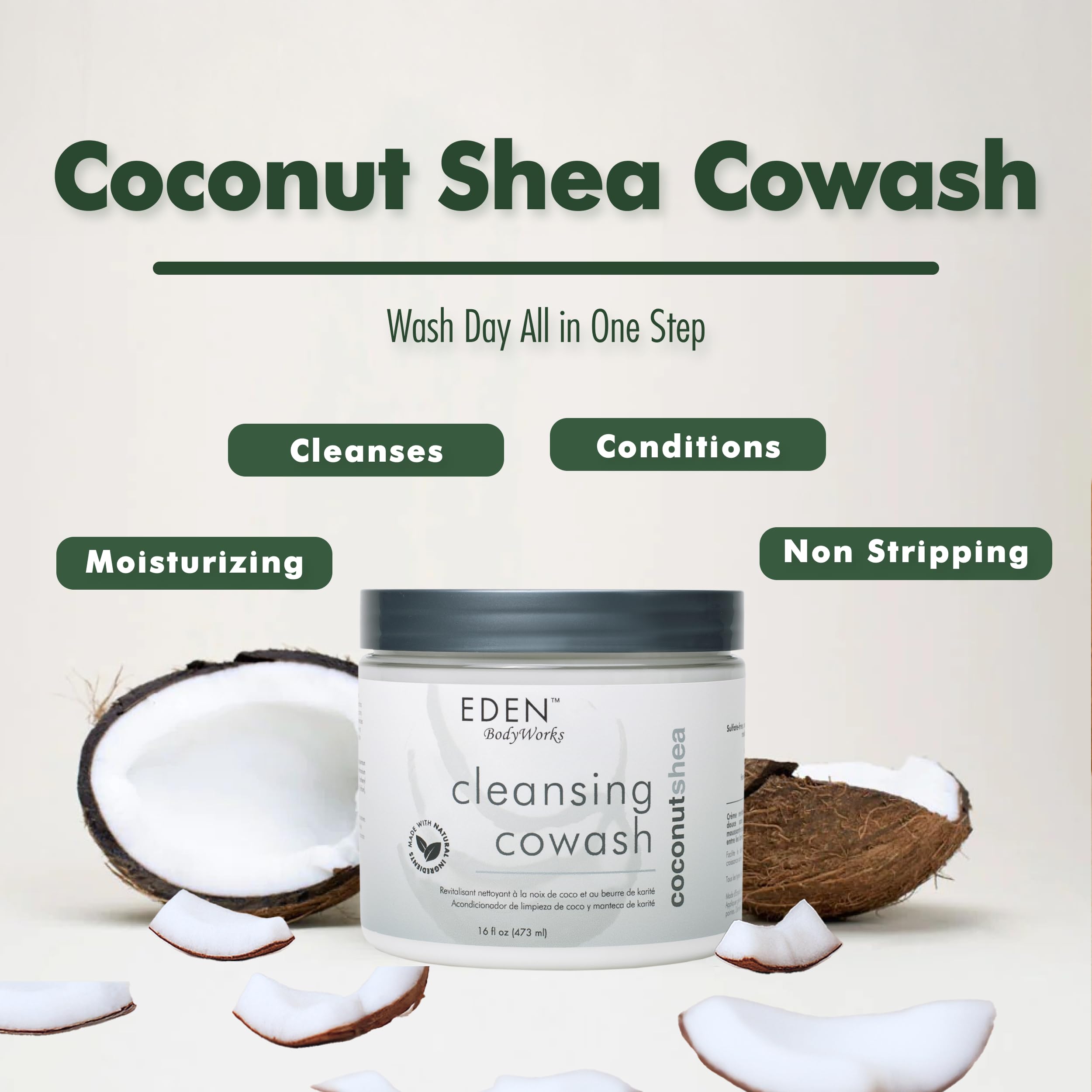 Eden Bodyworks Coconut Shea Cleansing Cowash | Cleansing Conditioner for Curls - Thumbnail 3