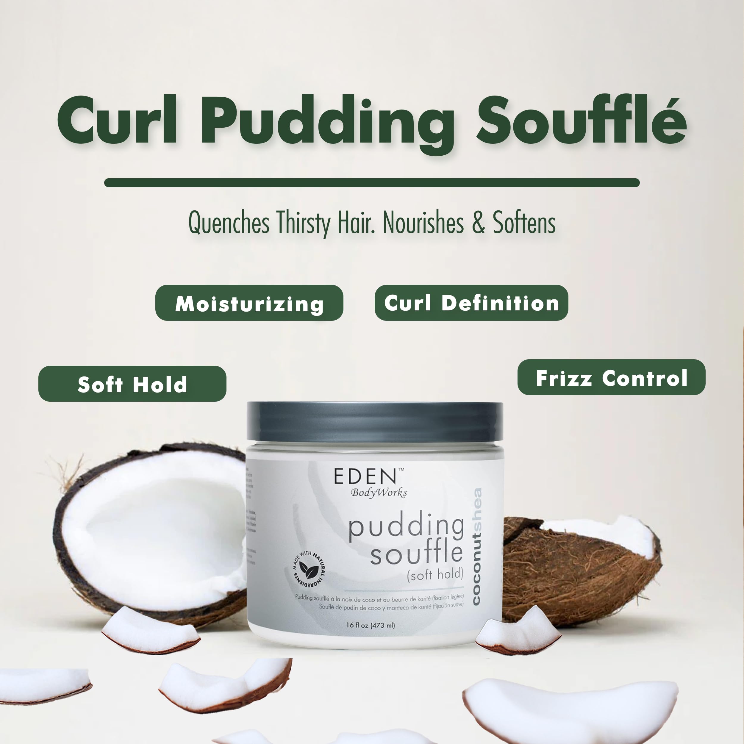 Eden Bodyworks Coconut Shea Pudding Soufflé | Curl Cream for Curly Hair - Thumbnail 3
