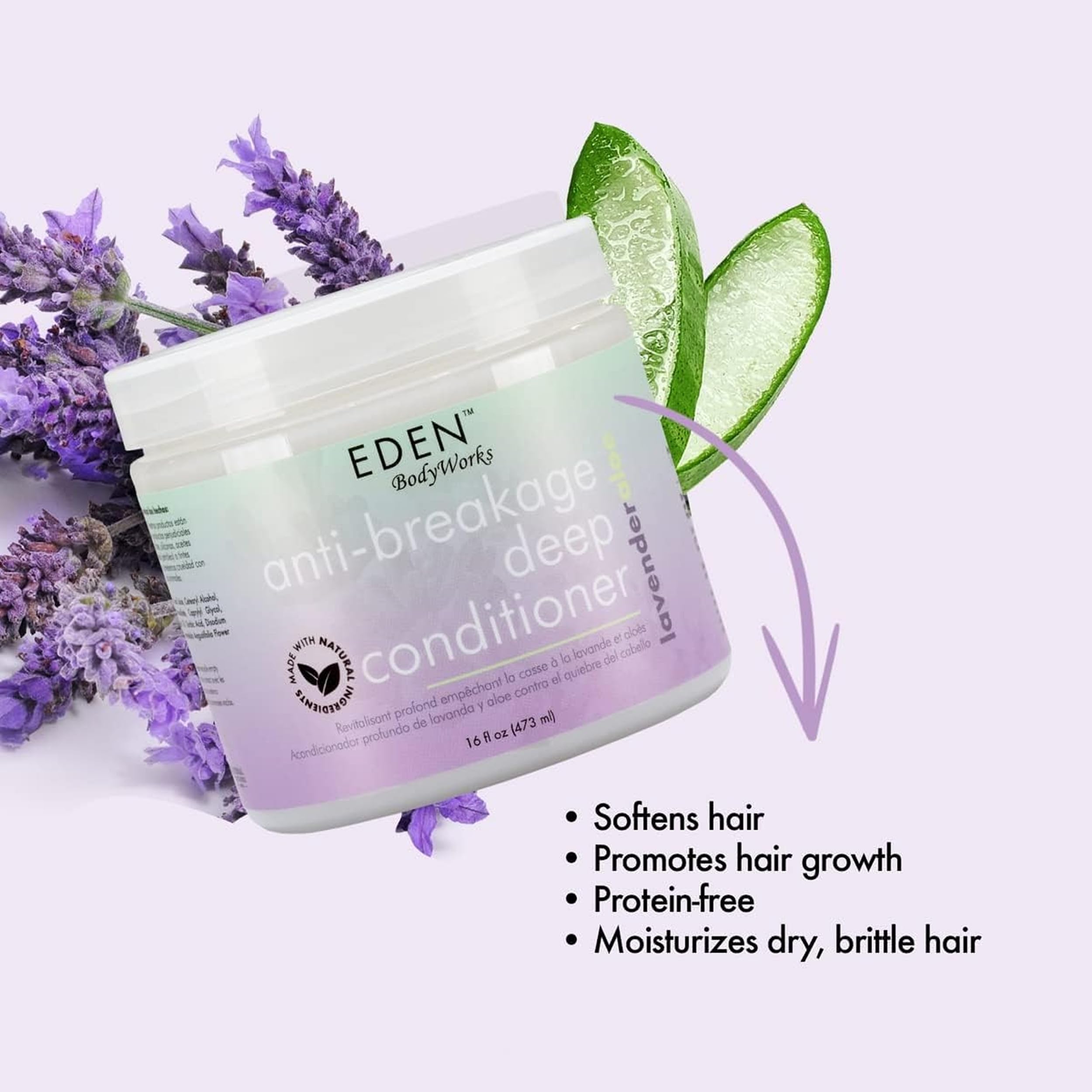 Eden Bodyworks Lavender Aloe Anti Breakage Deep Conditioner Hair Treatment To - Thumbnail 3
