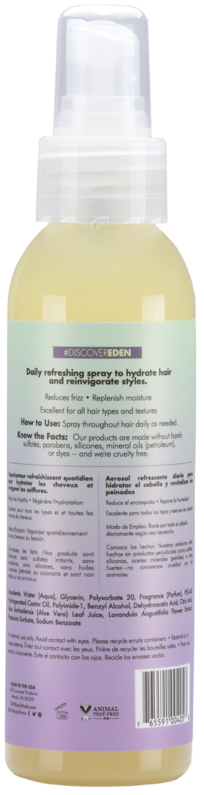 Eden Bodyworks Lavender Aloe Hydrating Refresher Lightweight Frizz Fighting