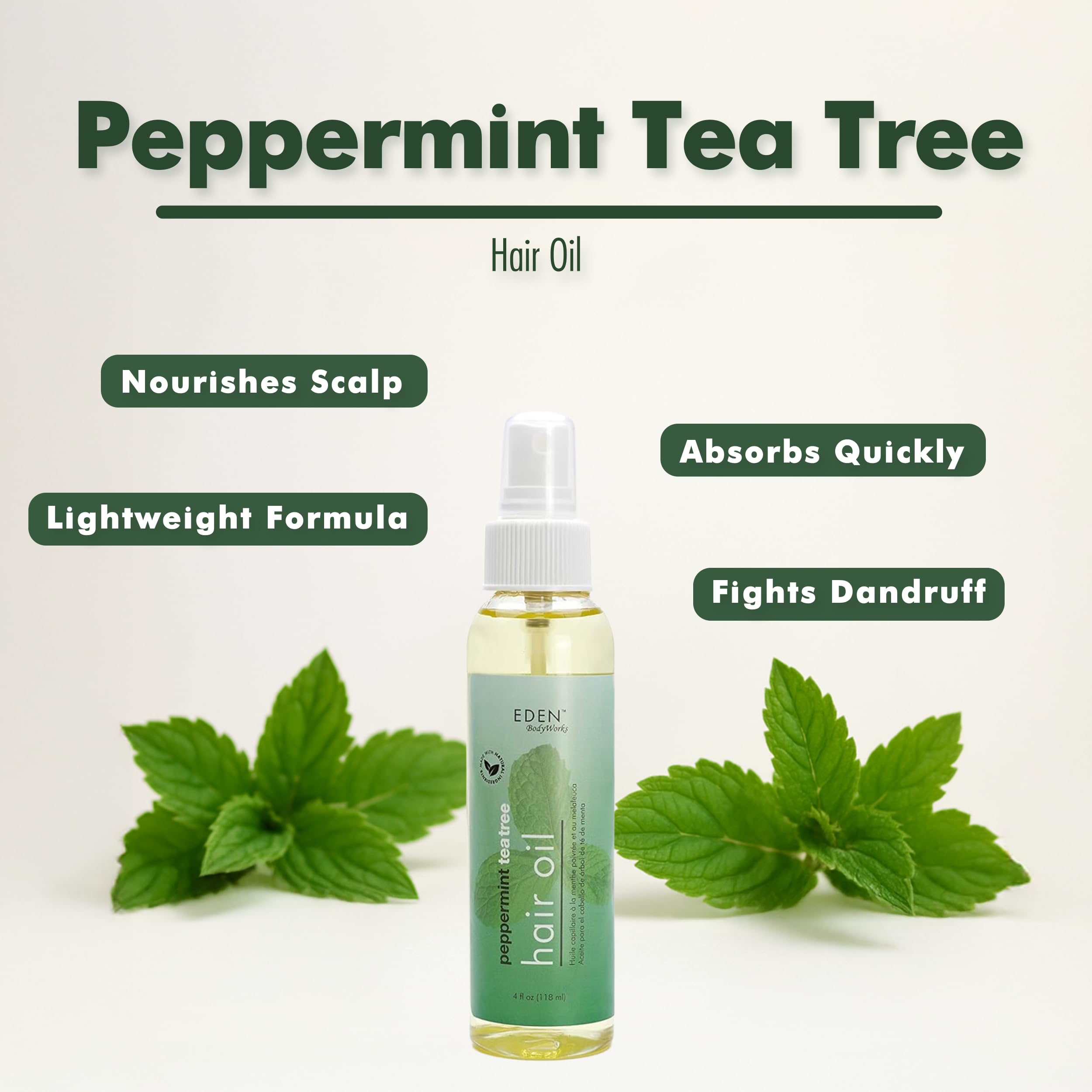 Eden Bodyworks Peppermint Tea Tree Hair Oil | Dry Hair Treatment for Curly Hair - Thumbnail 2