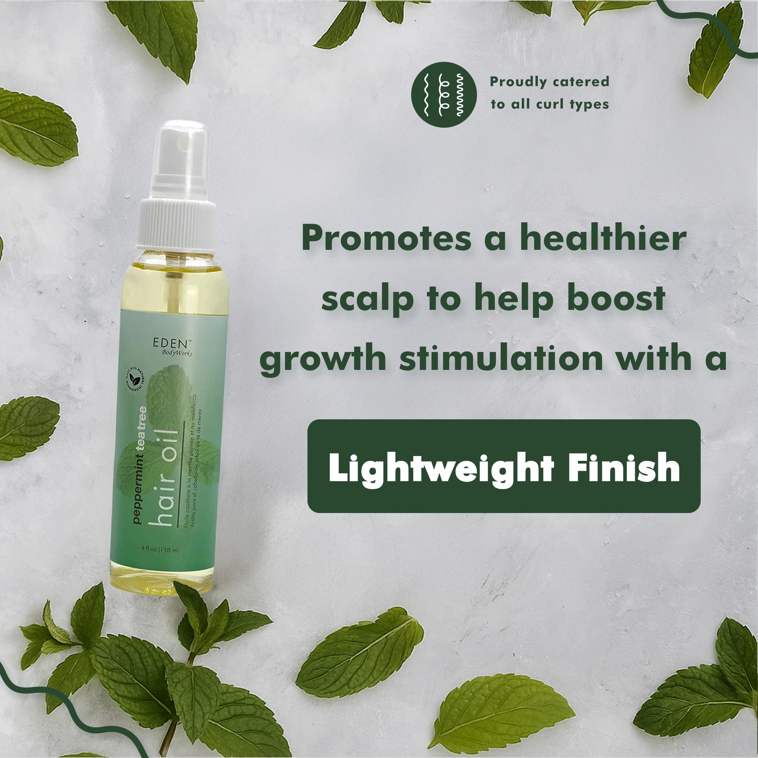 Eden Bodyworks Peppermint Tea Tree Hair Oil | Dry Hair Treatment for Curly Hair - Thumbnail 3