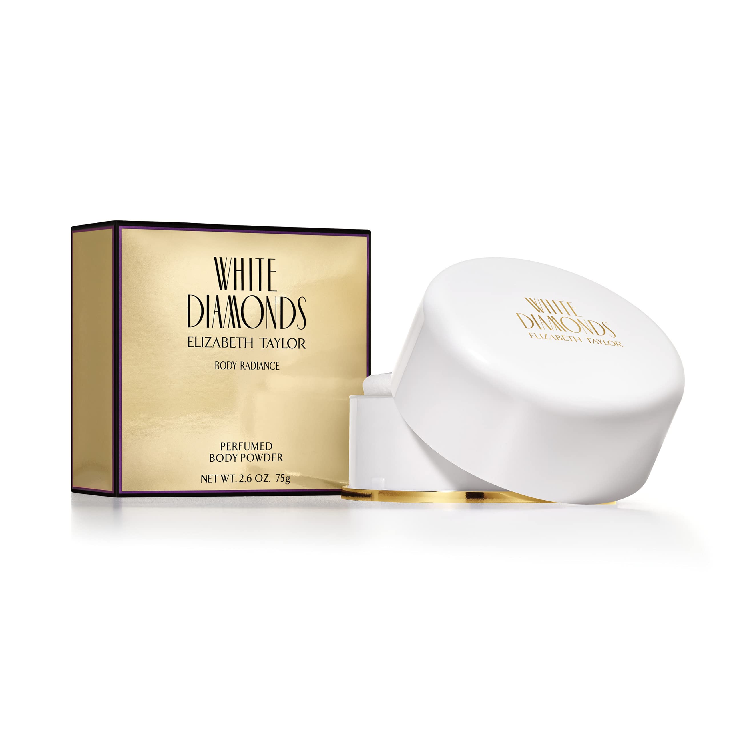 Body Powder By Elizabeth Taylor White Diamonds With Body Puff For Women 2.6 oz