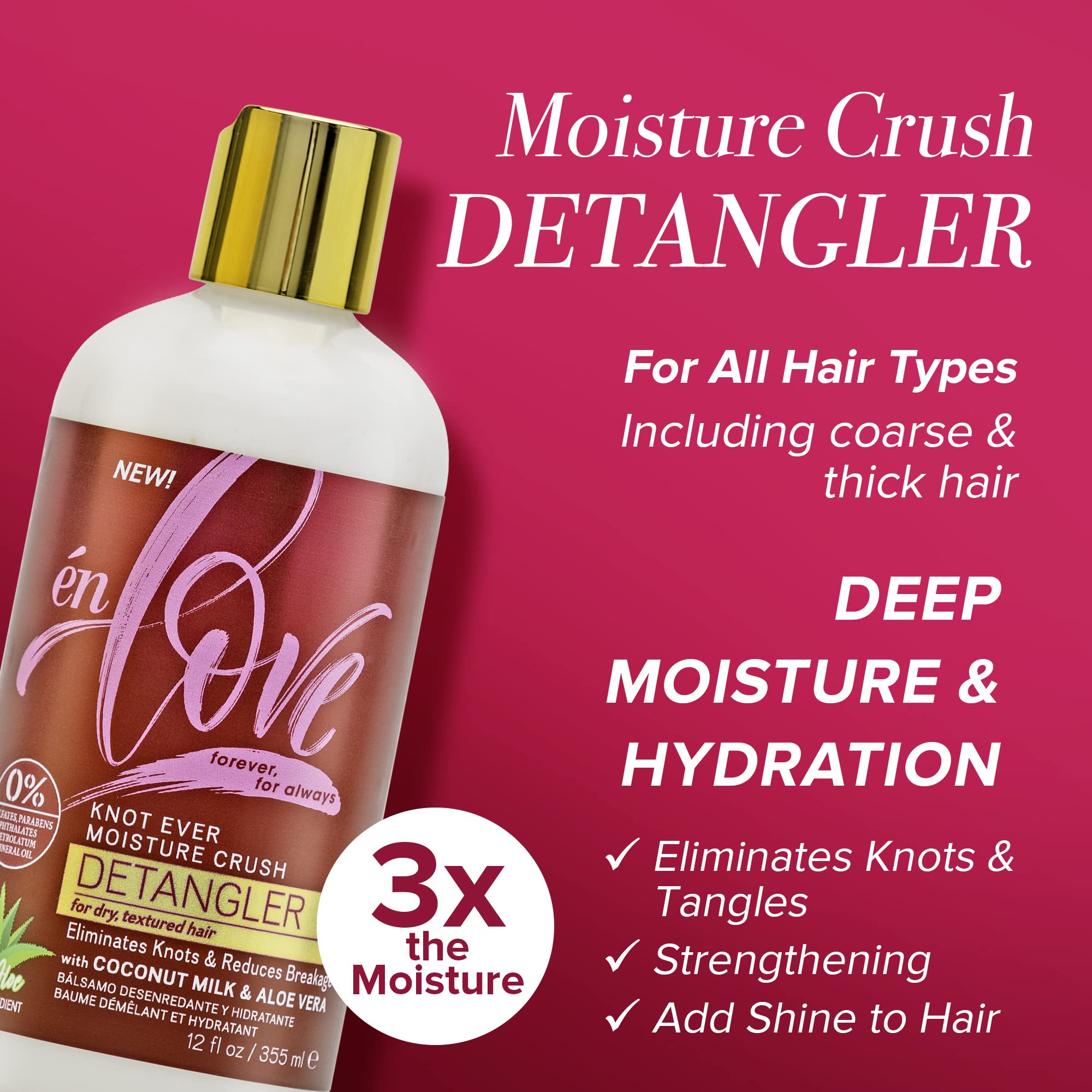 Én Love Knot Ever Moisture Crush Hair Detangler | Natural Coconut Milk Aloe - Thumbnail 2
