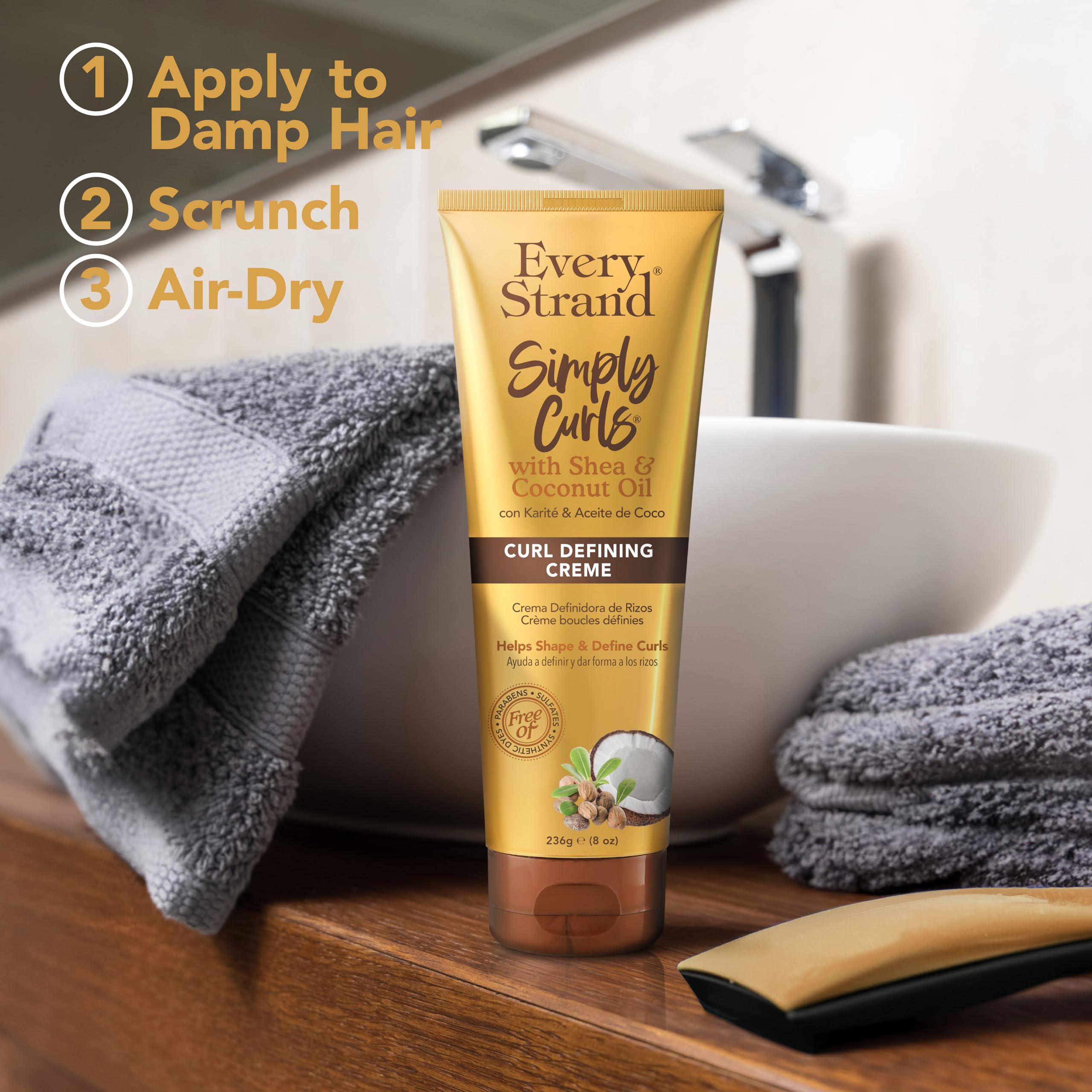 Every Strand Curling Creme Simply Curls Coconut Oil and Shea Butter . 8 oz - Thumbnail 2