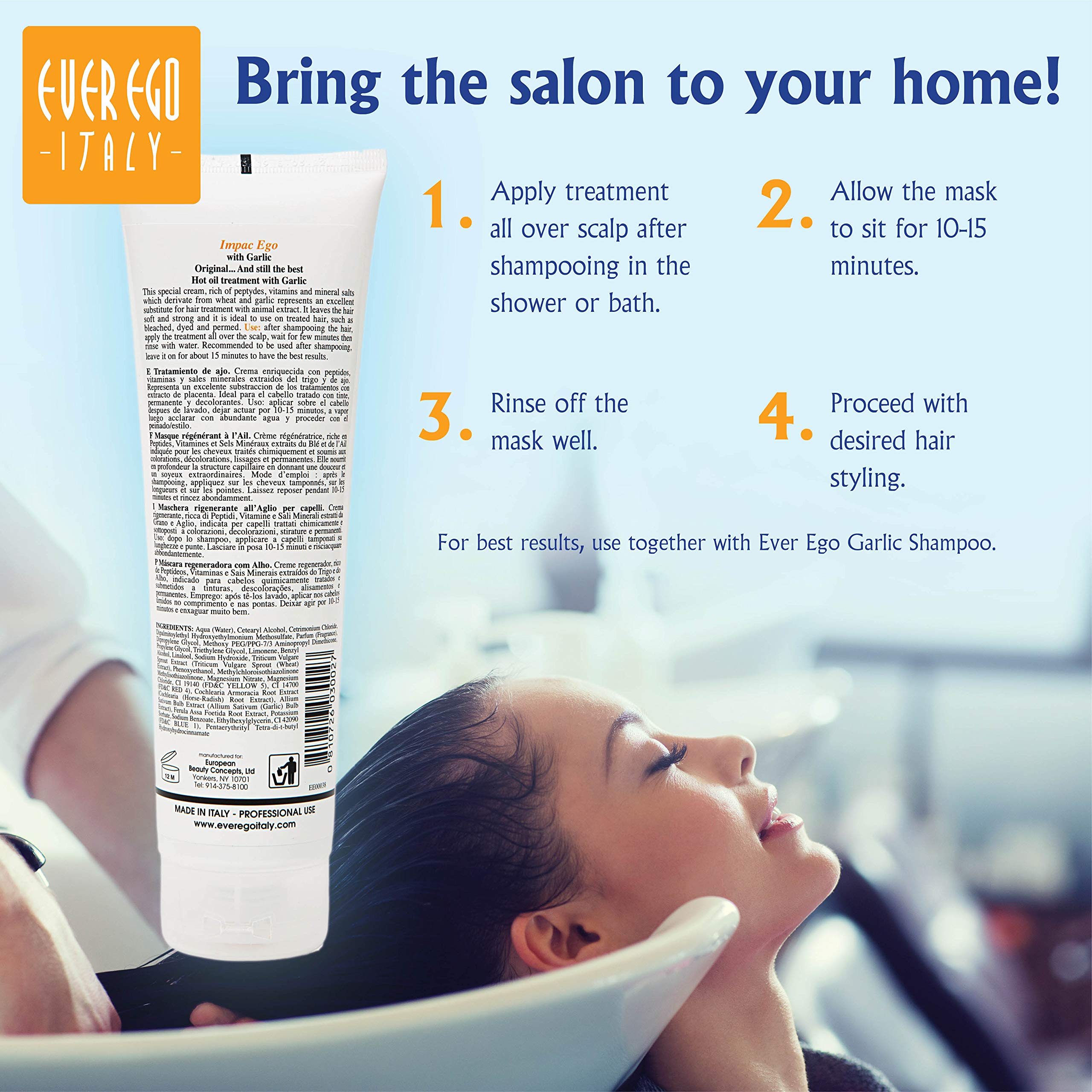 Ever Ego Italy Garlic Mask for Damaged Bleached or Colored Hair | Repairing and - Thumbnail 3